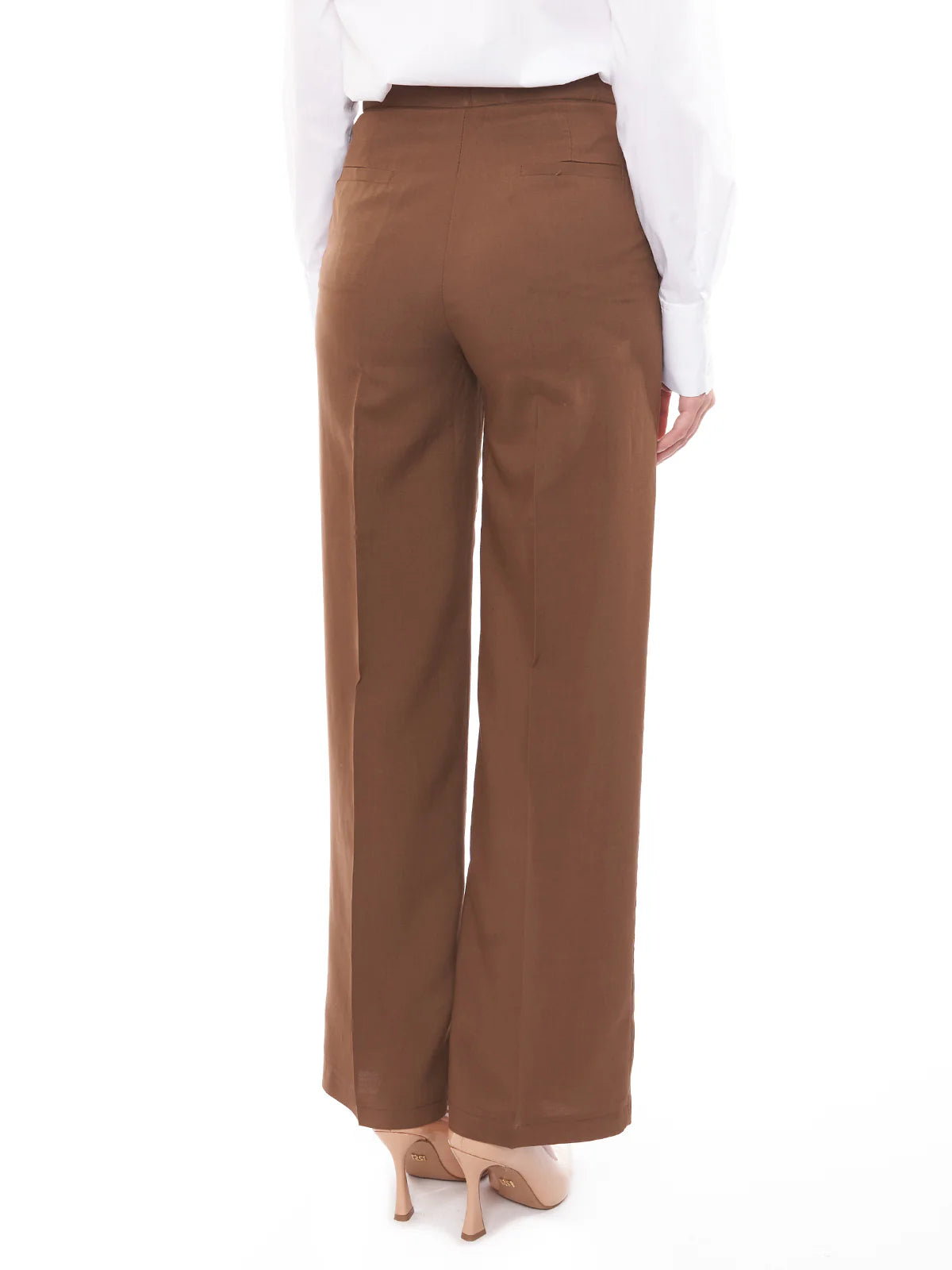 Vicolo donna pantalone misto lino TB1562 Marrone