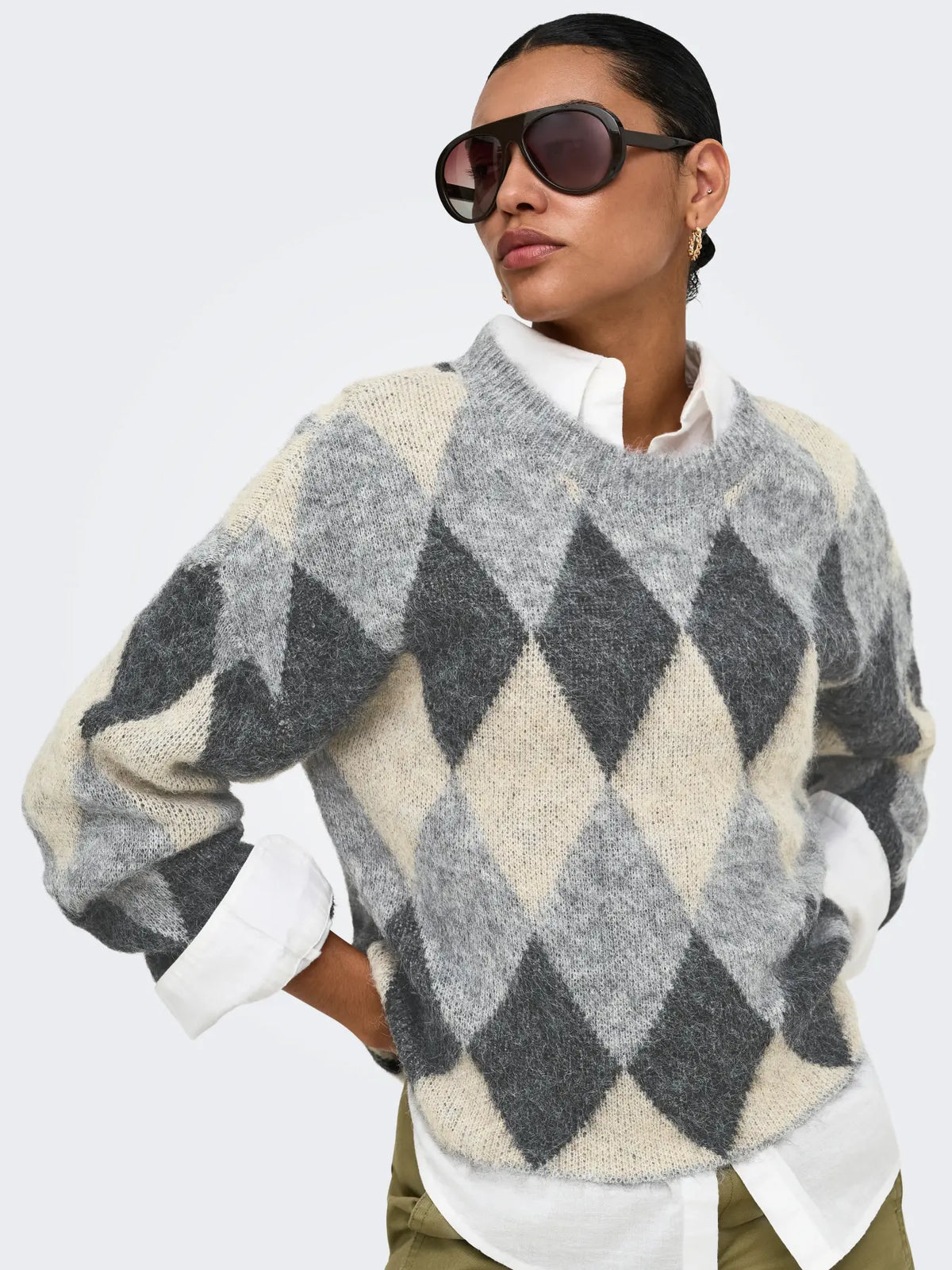 Only maglia NOEME 15378140 Light Grey Melange