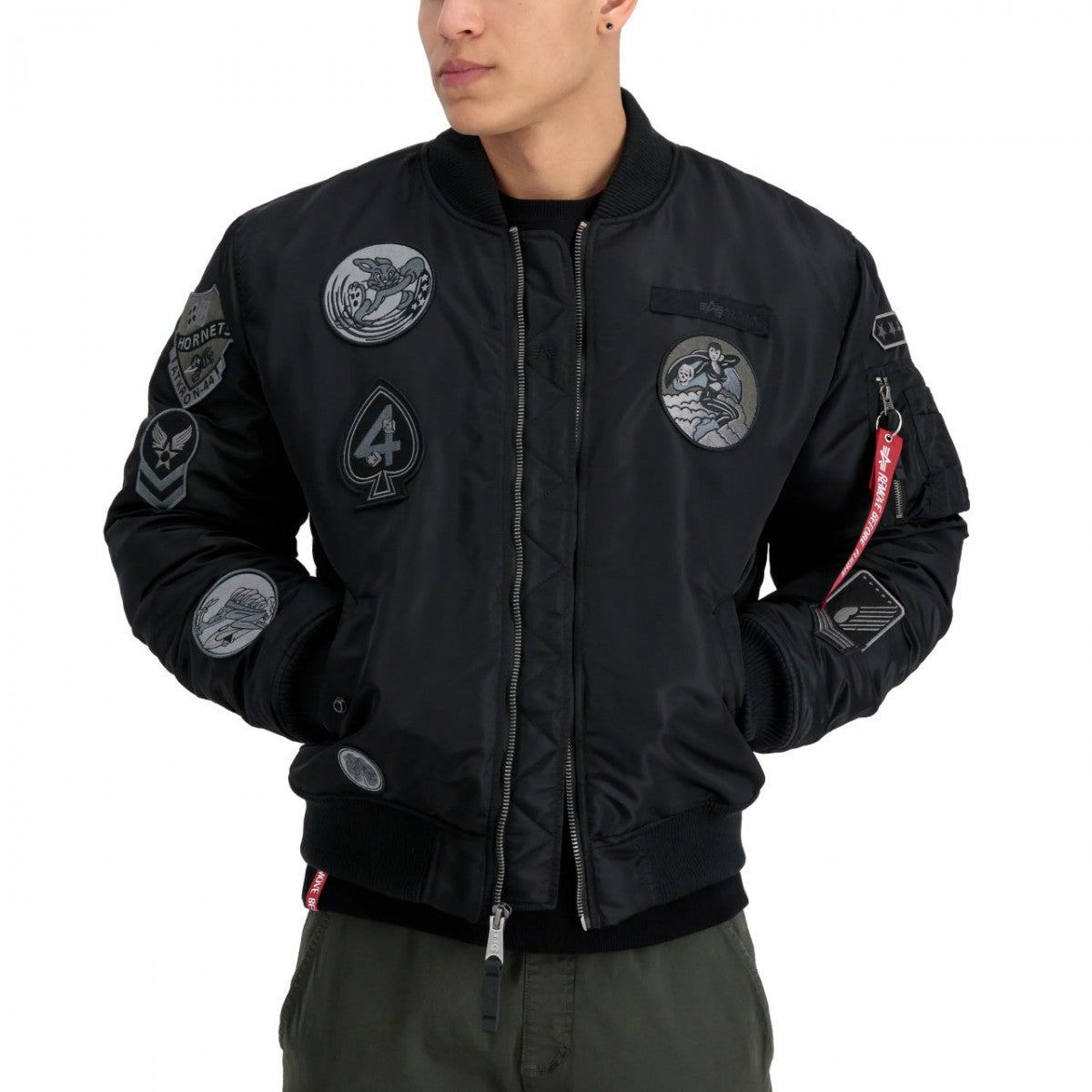 alpha industries uomo giubbino MA-1 Patch 138104AI Nero