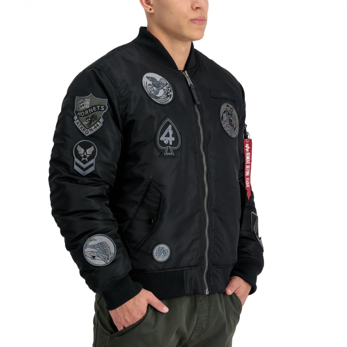 alpha industries uomo giubbino MA-1 Patch 138104AI Nero