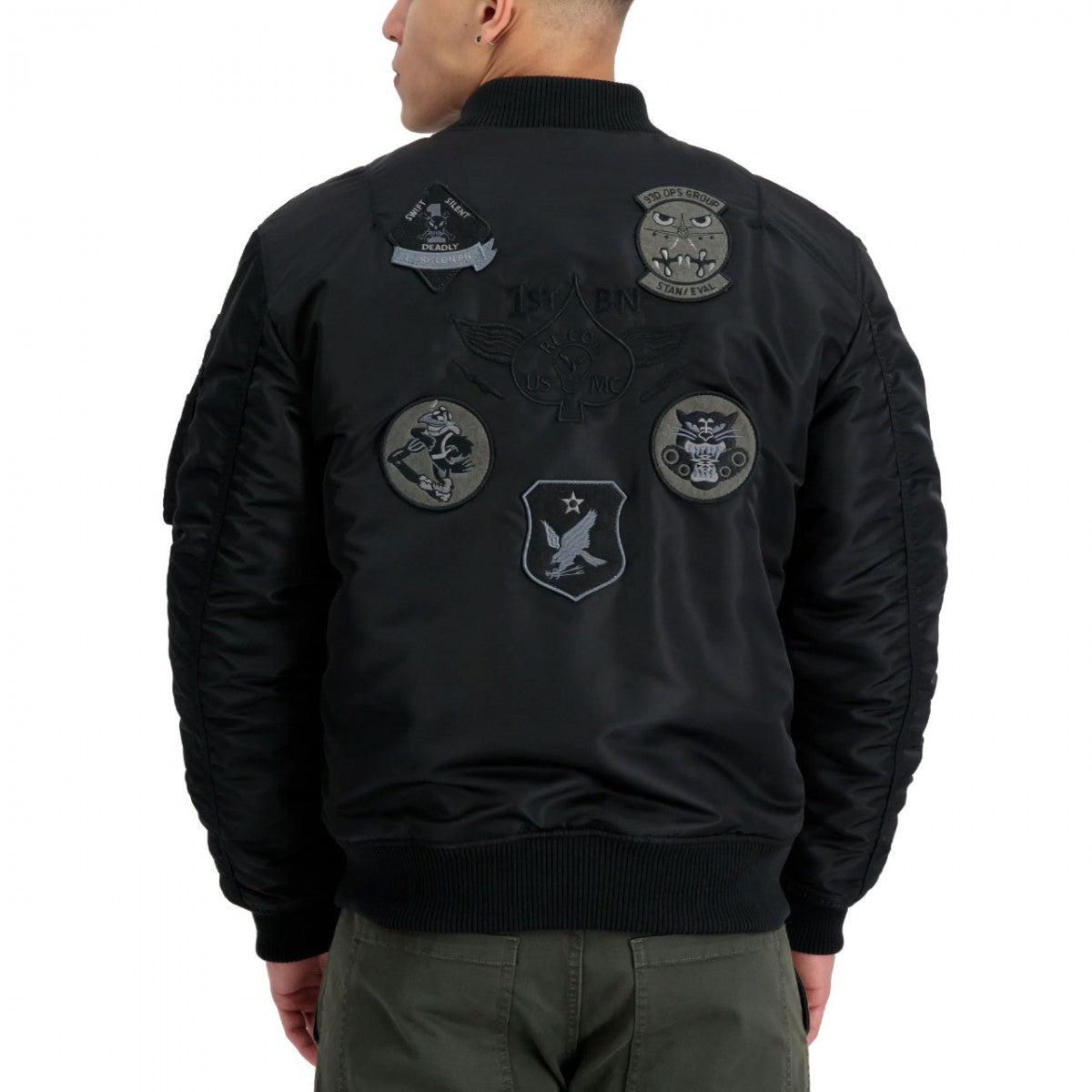 alpha industries uomo giubbino MA-1 Patch 138104AI Nero