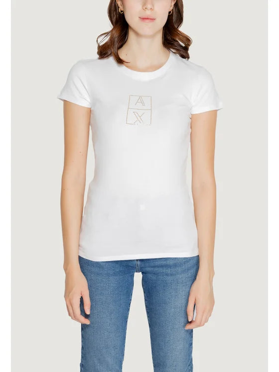 armani exchange donna t-shirt 6DYT35 YJCTZ 1000 Bianco