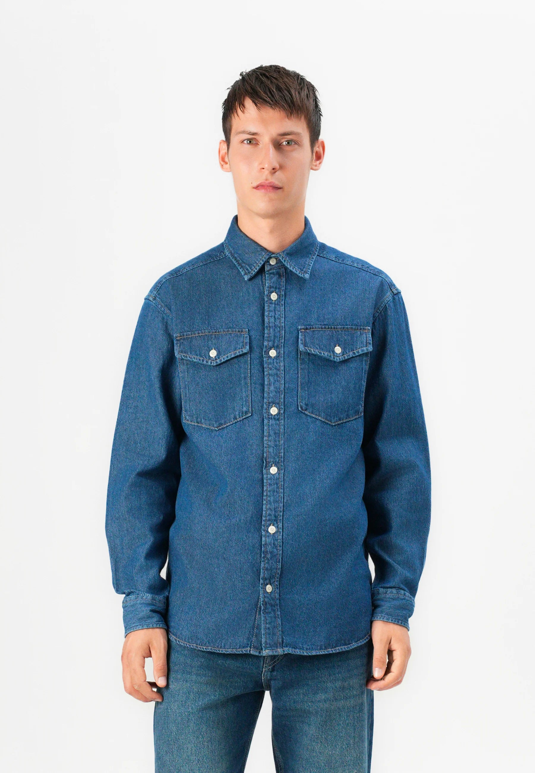 Jack & Jones uomo camicia Walter 12282682 Blue Denim