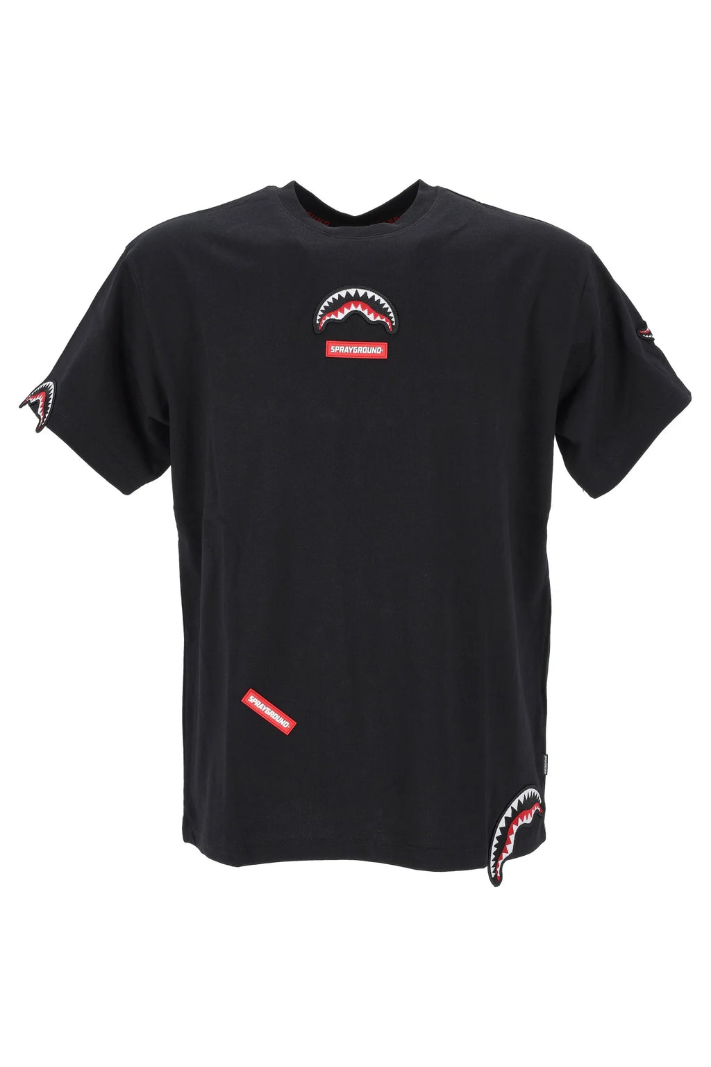 Sprayground uomo t-shirt SHARK PATCHES SP846BLK