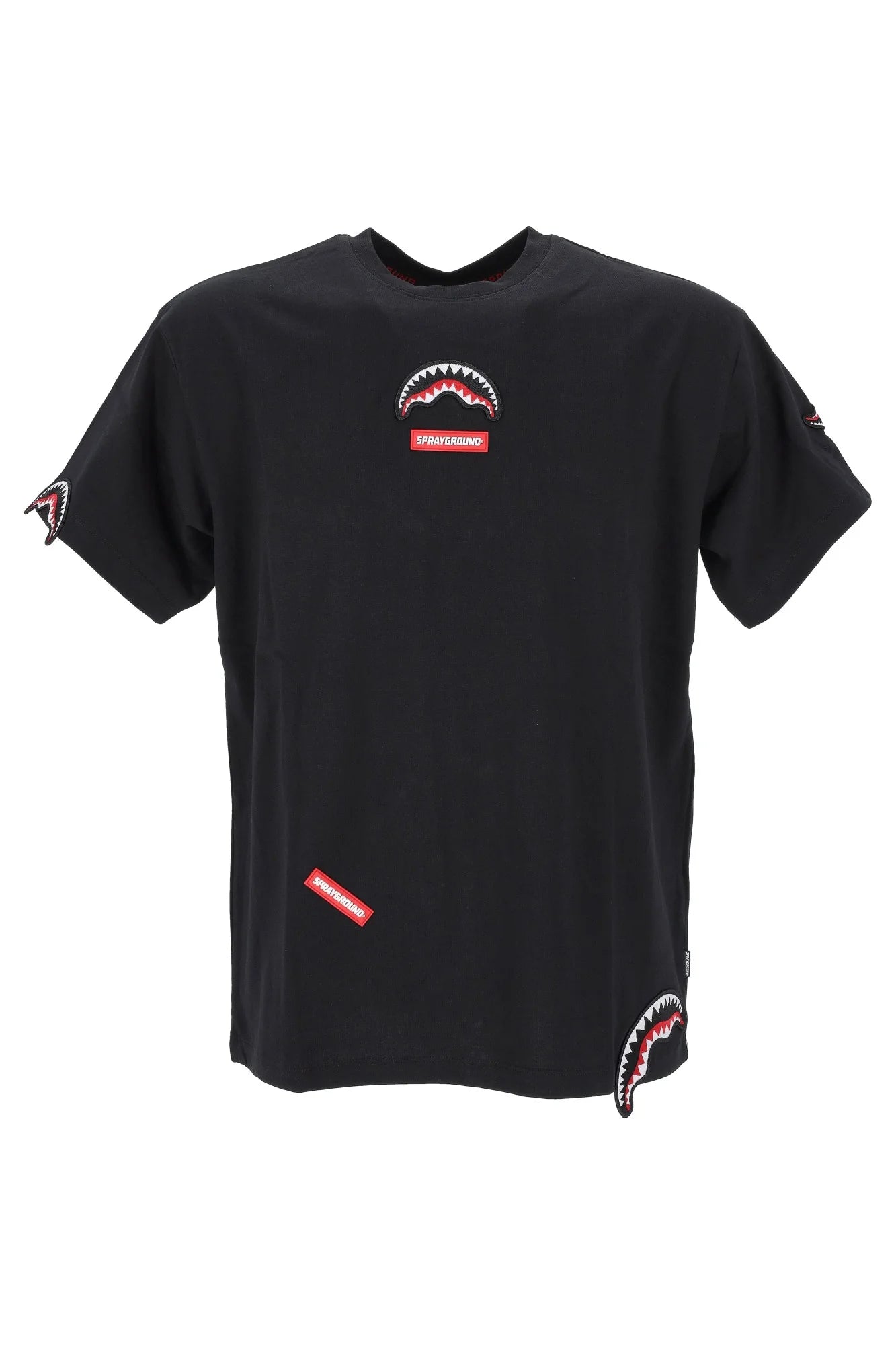 Sprayground uomo t-shirt SHARK PATCHES SP846BLK