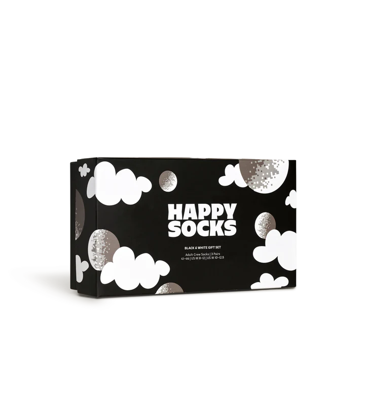 Happy Socks calzini 3-Pack Balck And White Gift Set