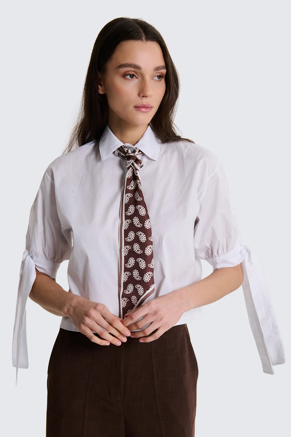 Two Way donna Camicia con fiocco CA26SCAUR12 Bianco