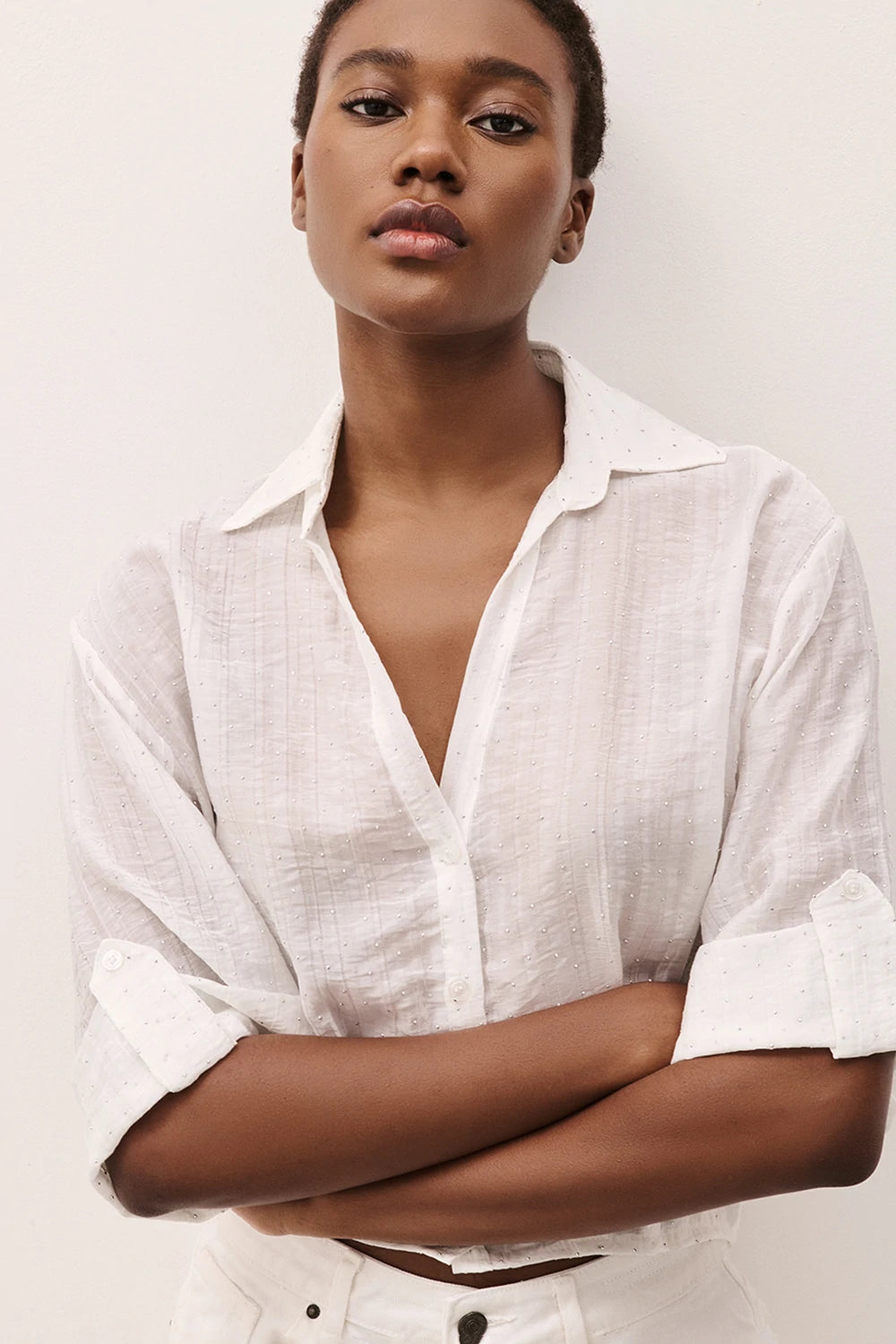 Two Way donna Camicia con Studs Bianco SP1068