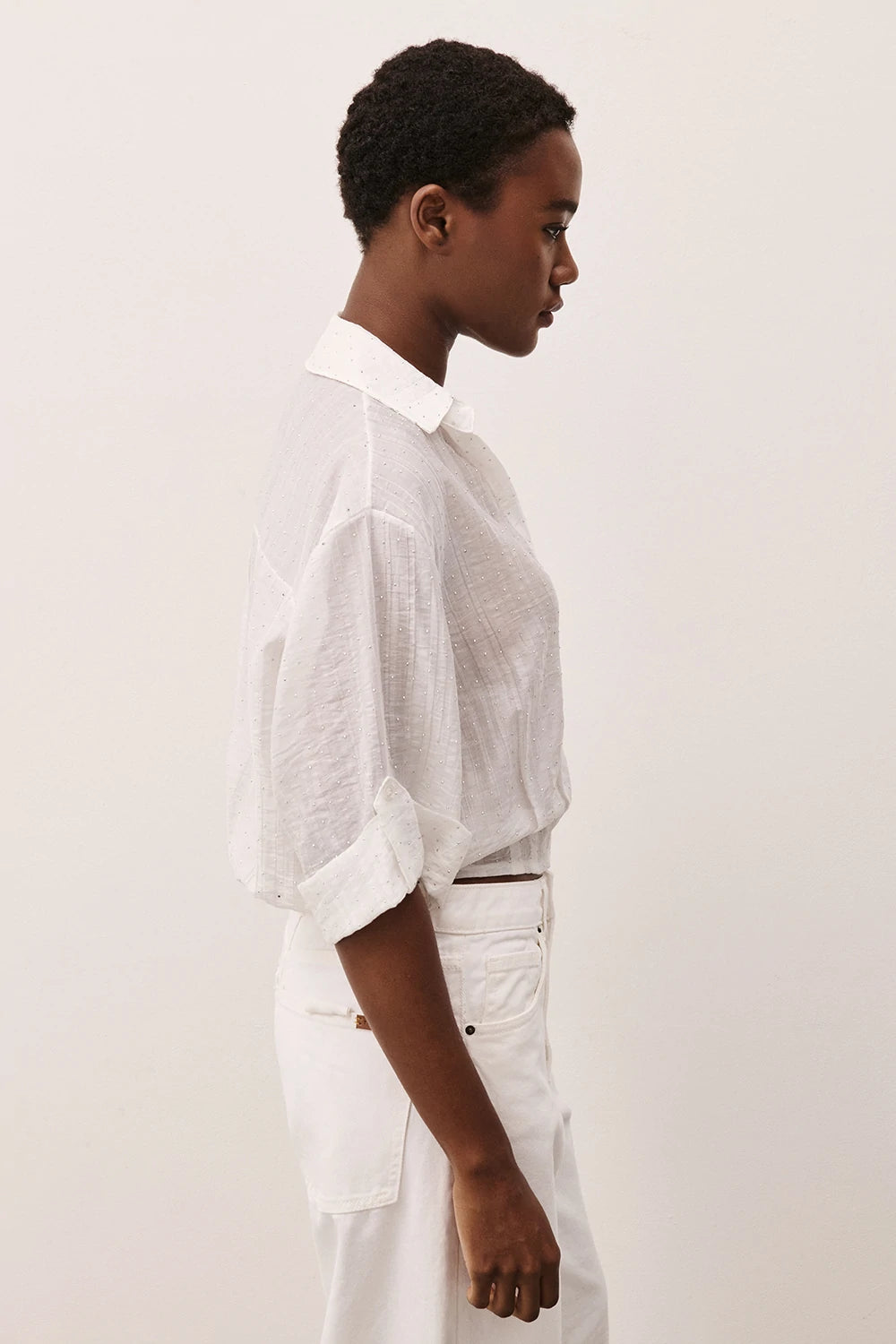 Two Way donna Camicia con Studs Bianco SP1068