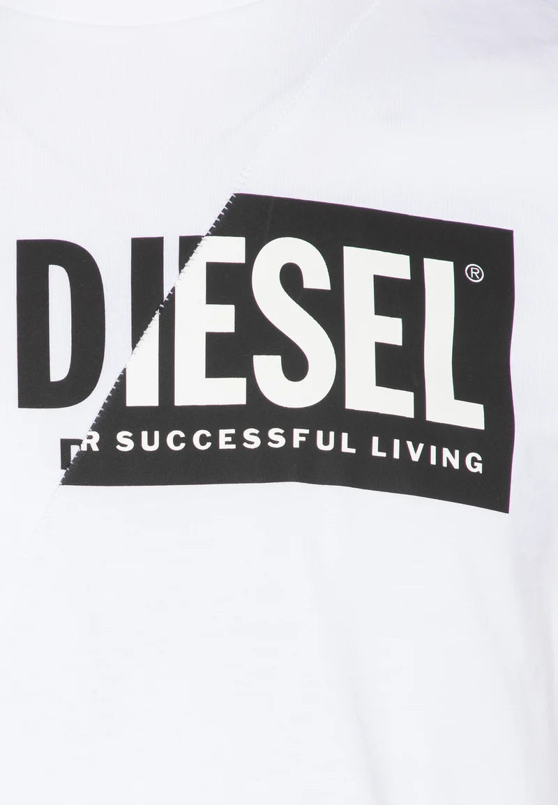 Diesel Uomo T-Shirt T-Diego-Cuty Manica Corta Logo White
