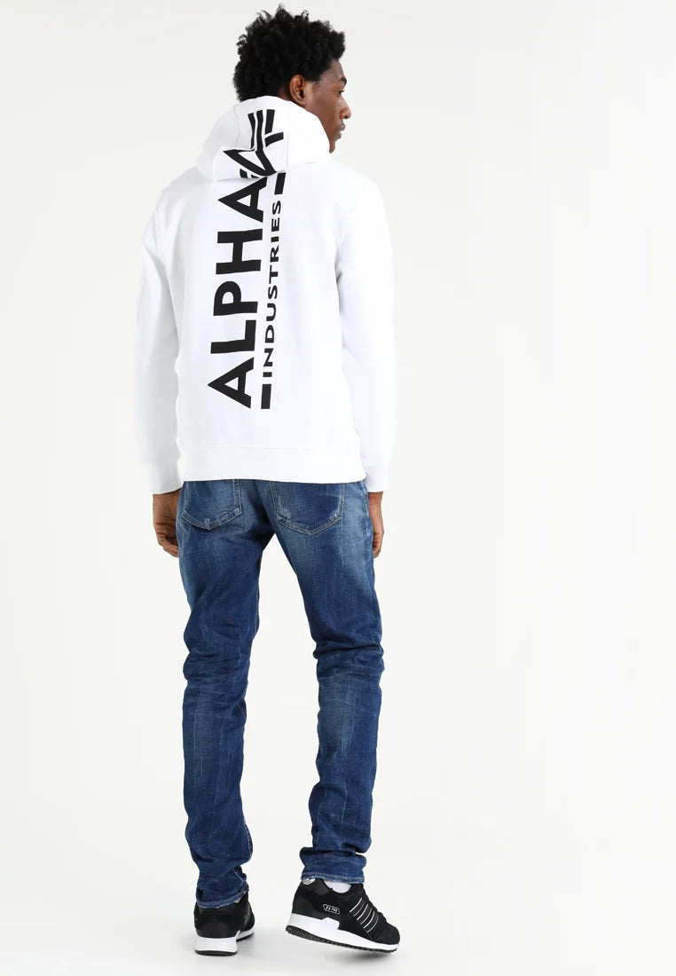 Apha industries uomo felpa 178318AI back print 09 Bianco