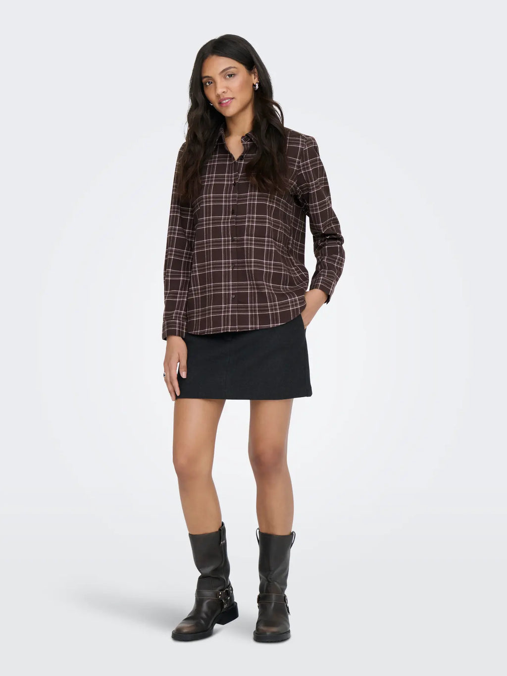 Only camicia WREN 15368629 Black Checked forge