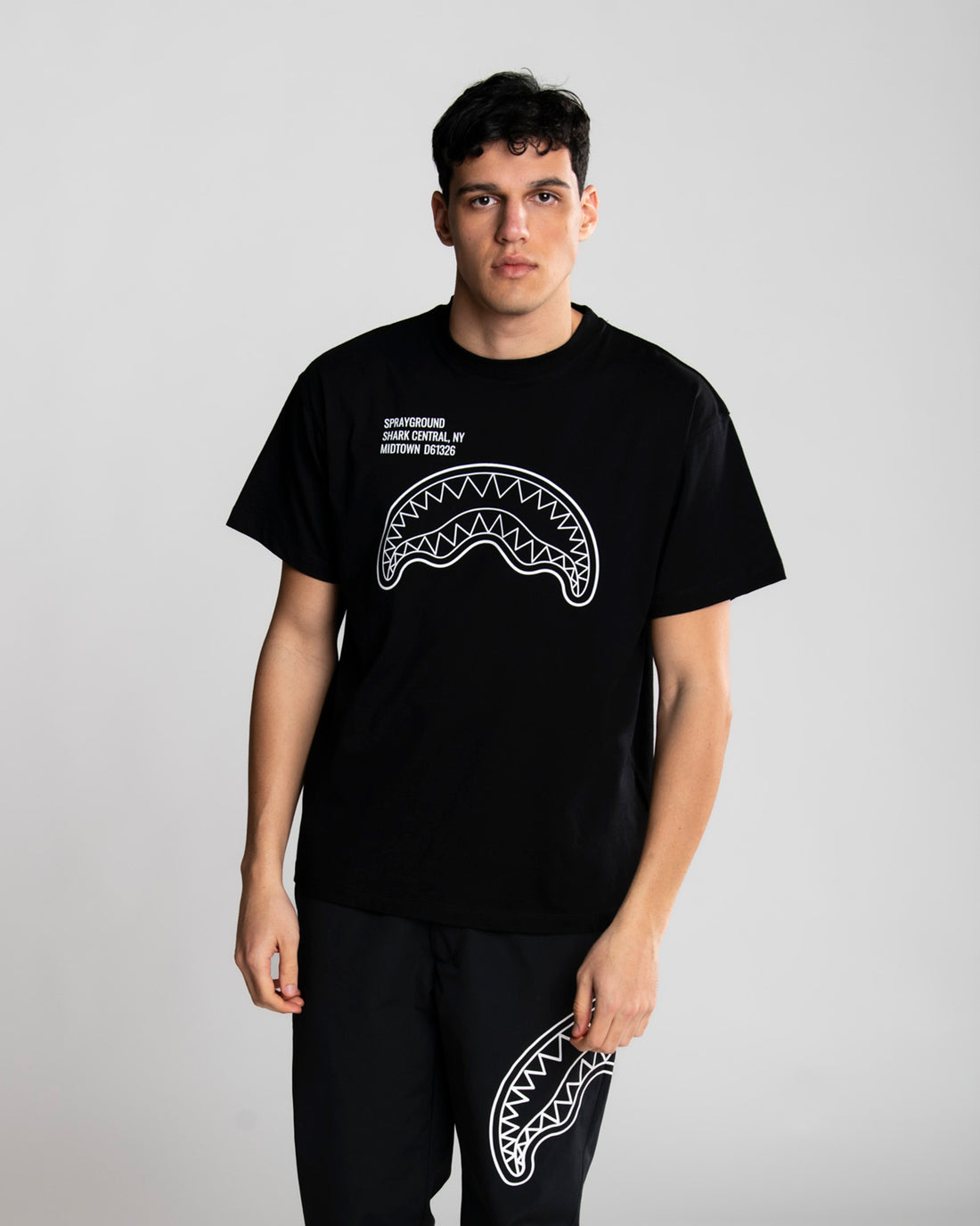Sprayground uomo t-shirt Shark Central New SP831BLK