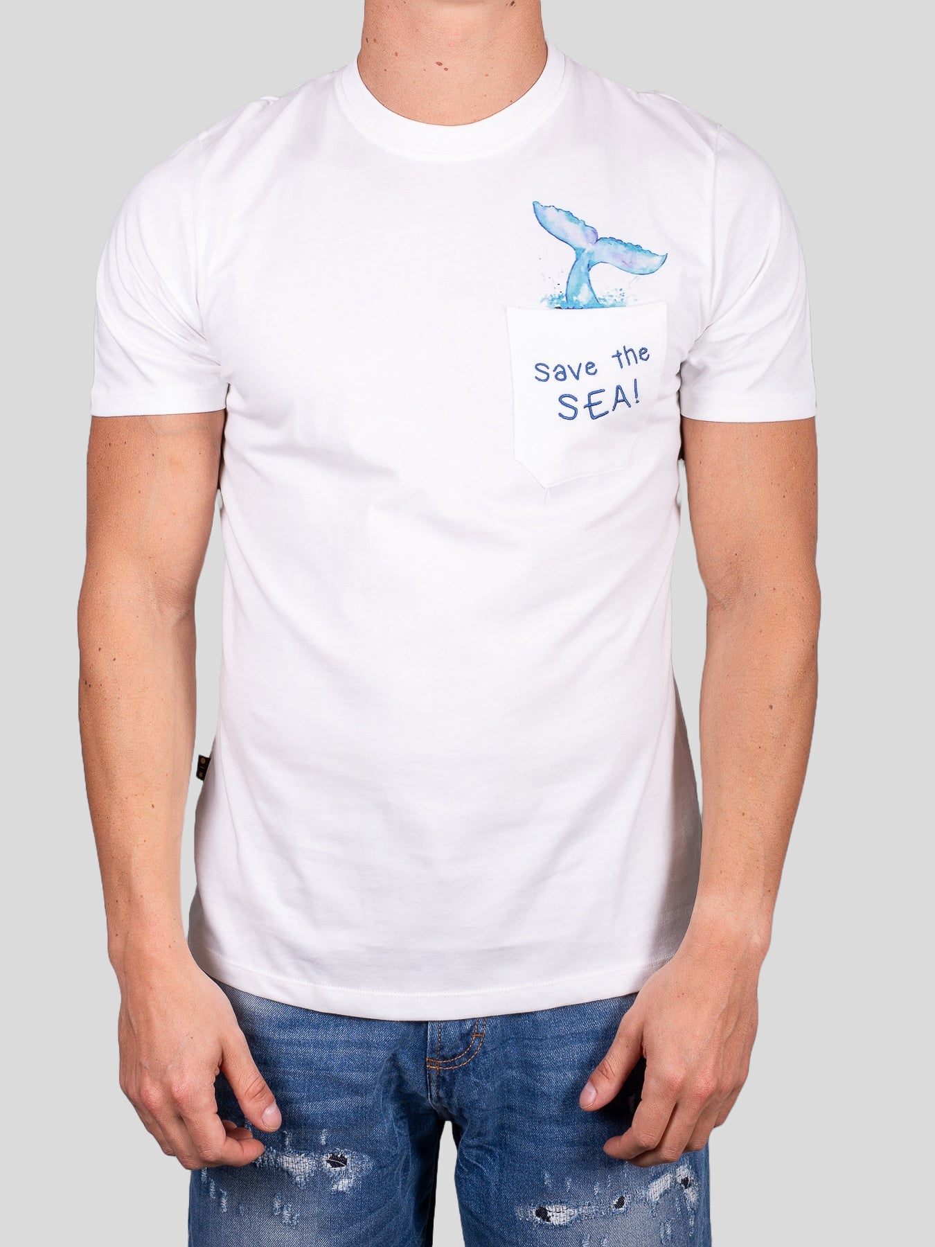 Gold Rush uomo t-shirt taschino M1WOO02 Panna