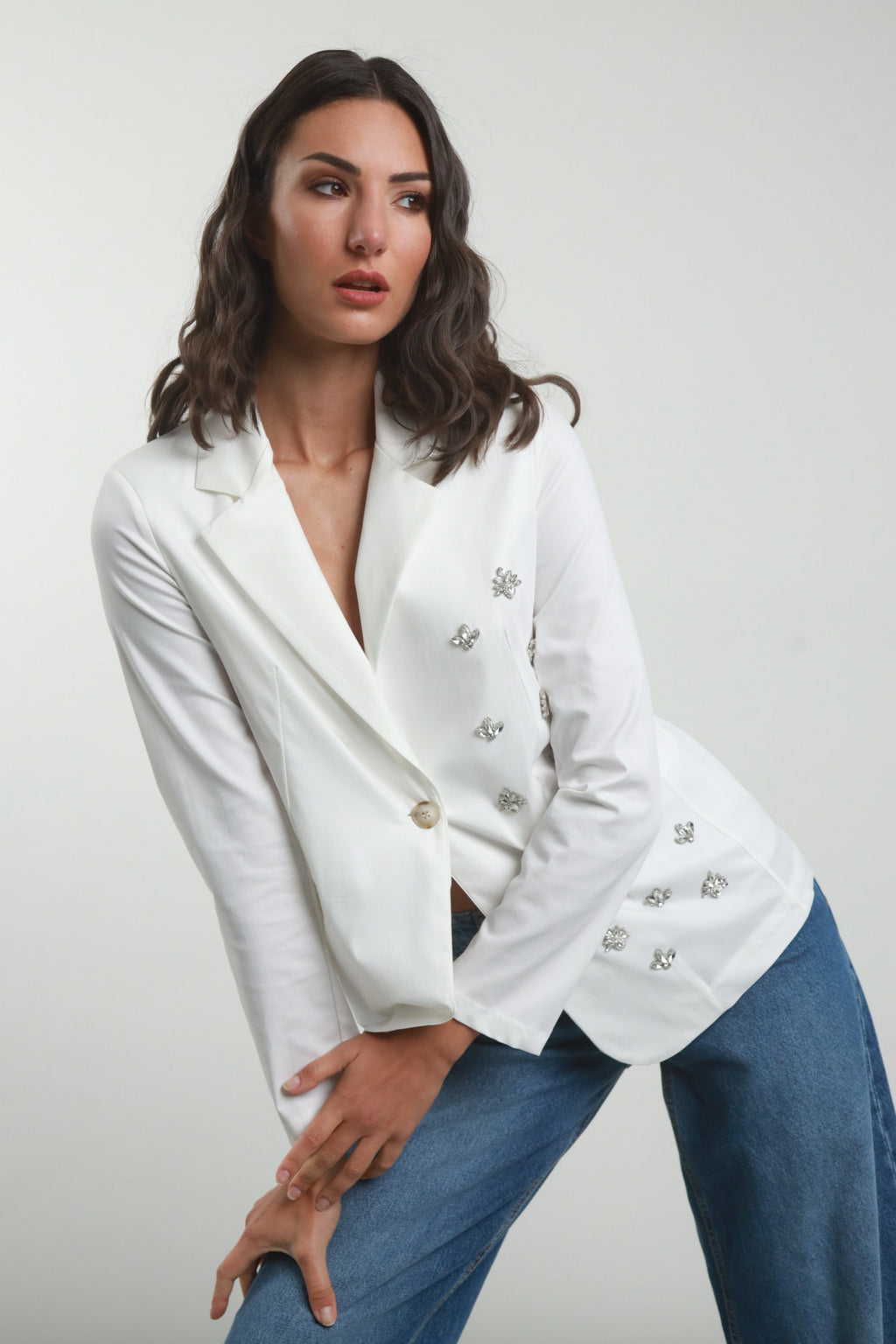 susy mix donna giacca S822032-E25-PANNA