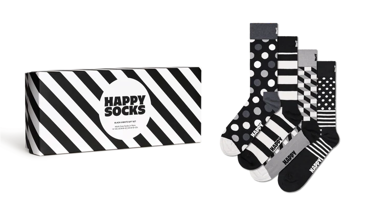Happy Socks calzini 4-pack Classic Black & White gif