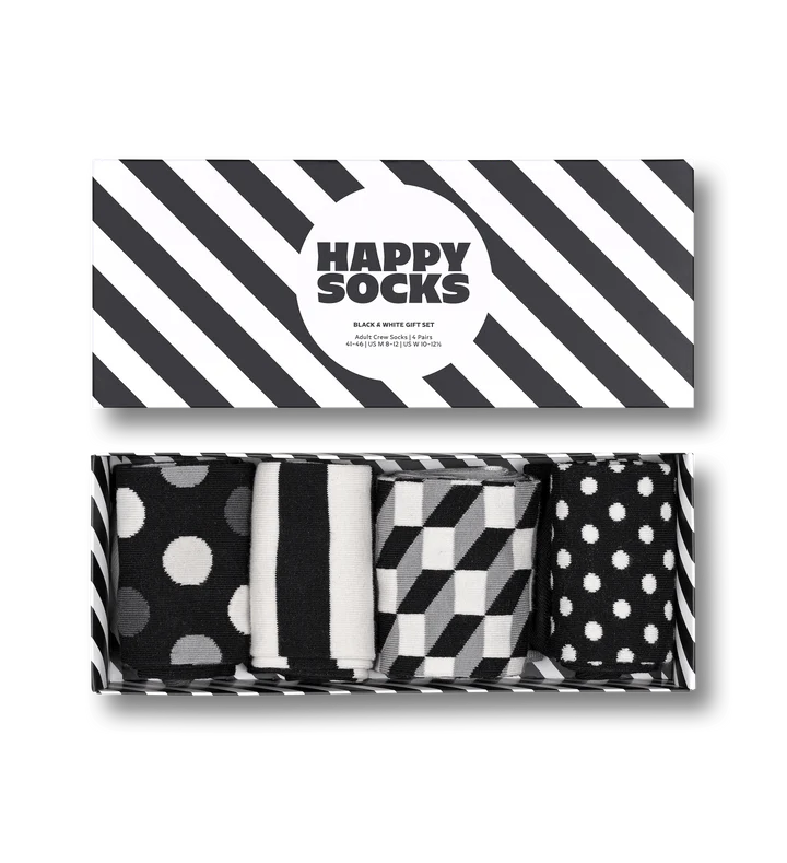 Happy Socks calzini 4-pack Classic Black & White gif