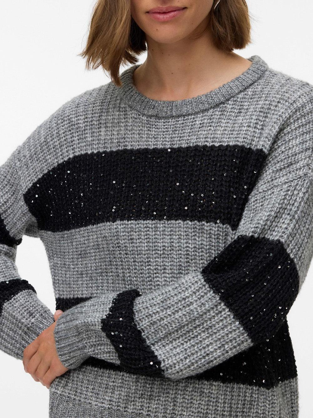 Vero Moda donna maglia Parkle 10336725 M.Grey/Black