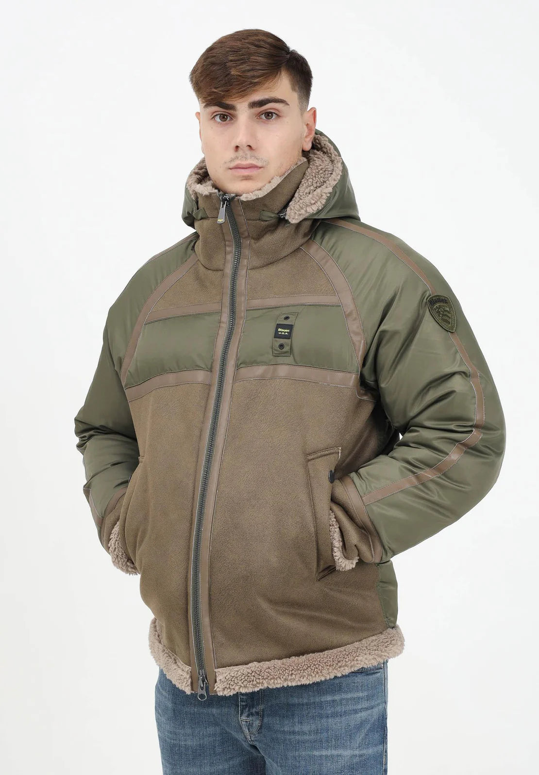 blauer uomo giubbino horace 24WBLUC02128 683  beige e verde