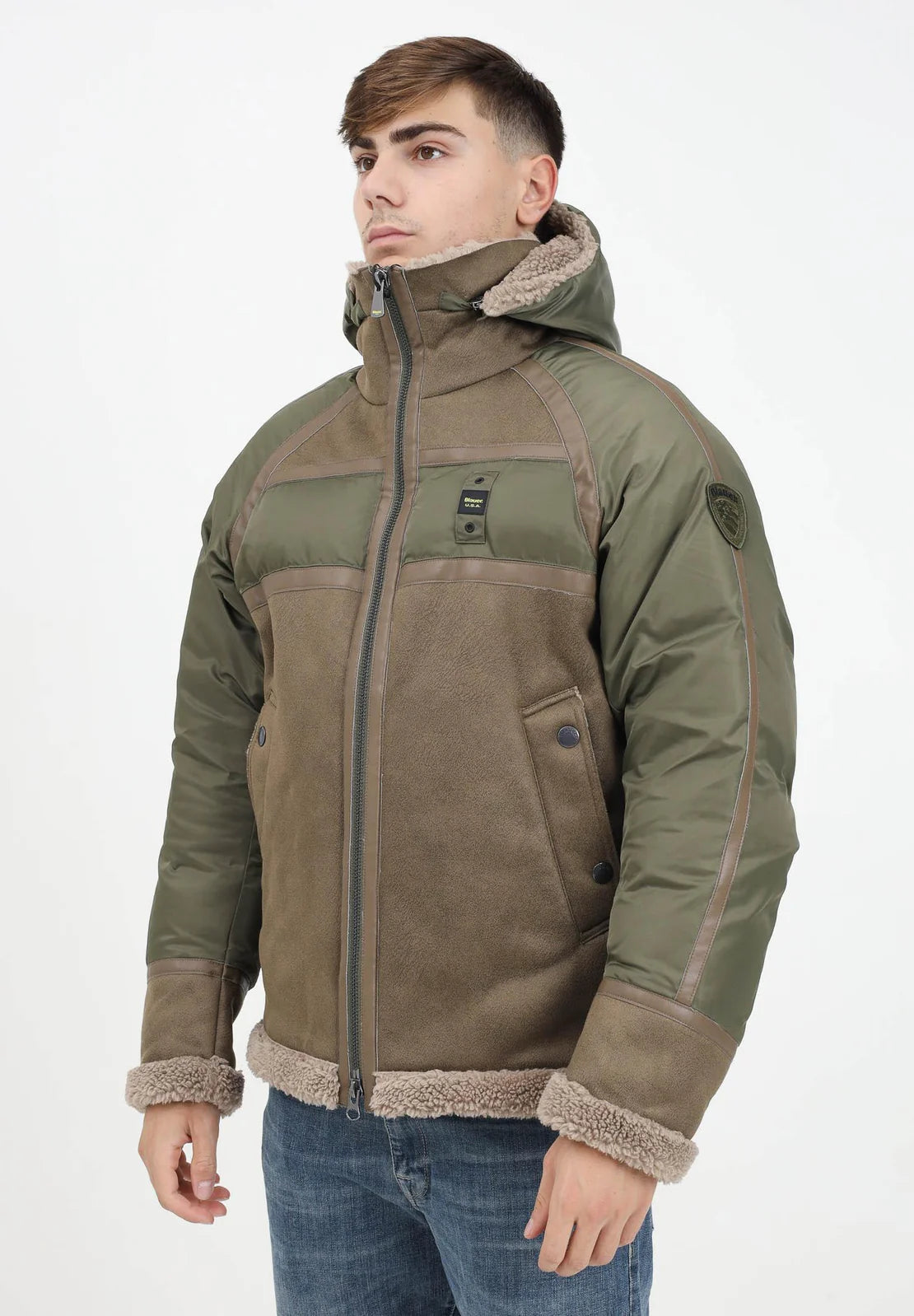 blauer uomo giubbino horace 24WBLUC02128 683  beige e verde