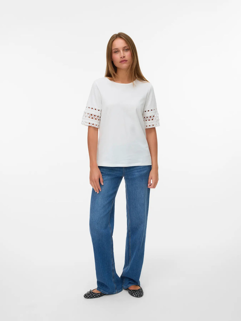 Vero Moda donna t-shirt Ivacy Neck Top Snow White