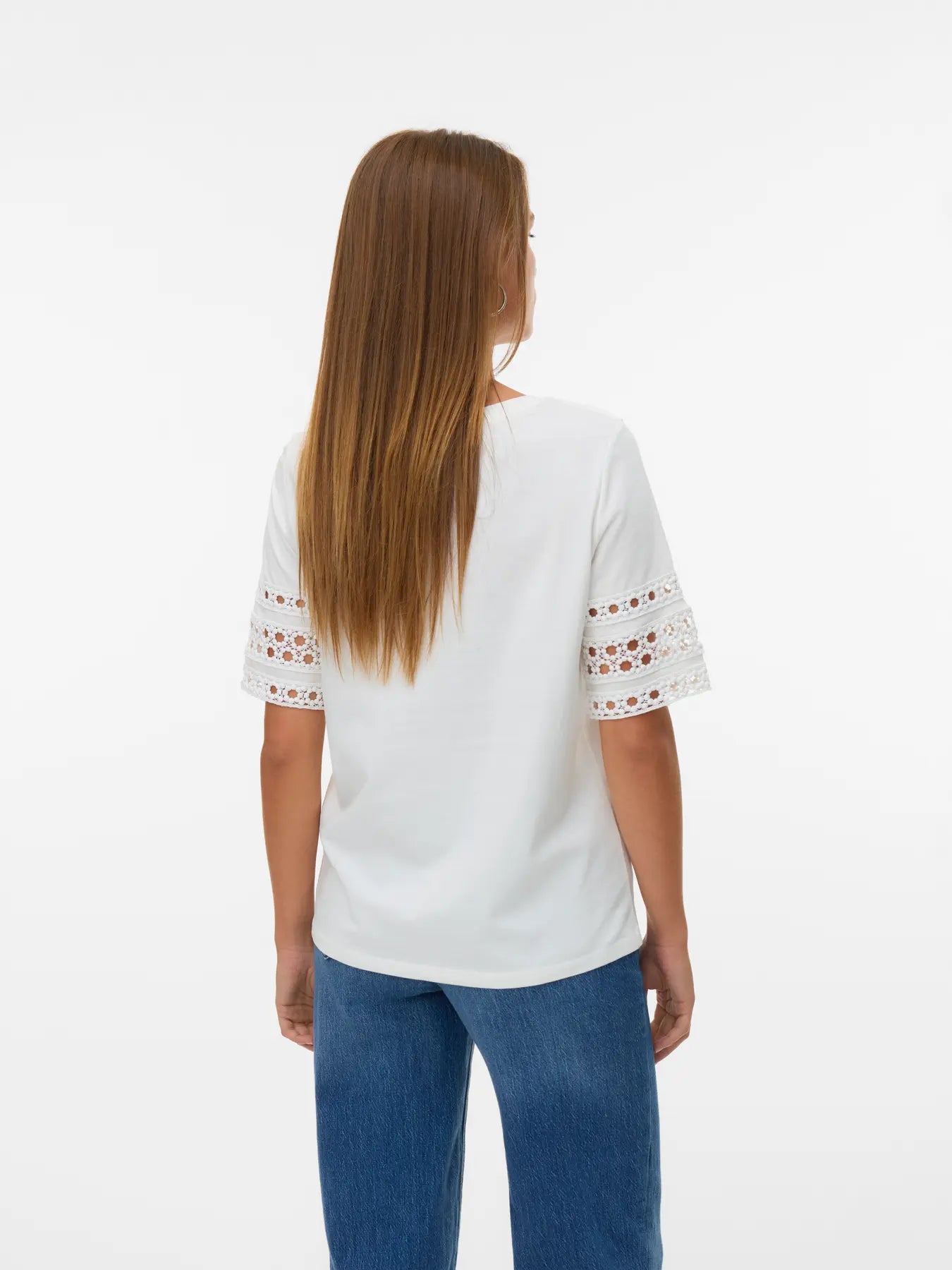 Vero Moda donna t-shirt Ivacy Neck Top Snow White