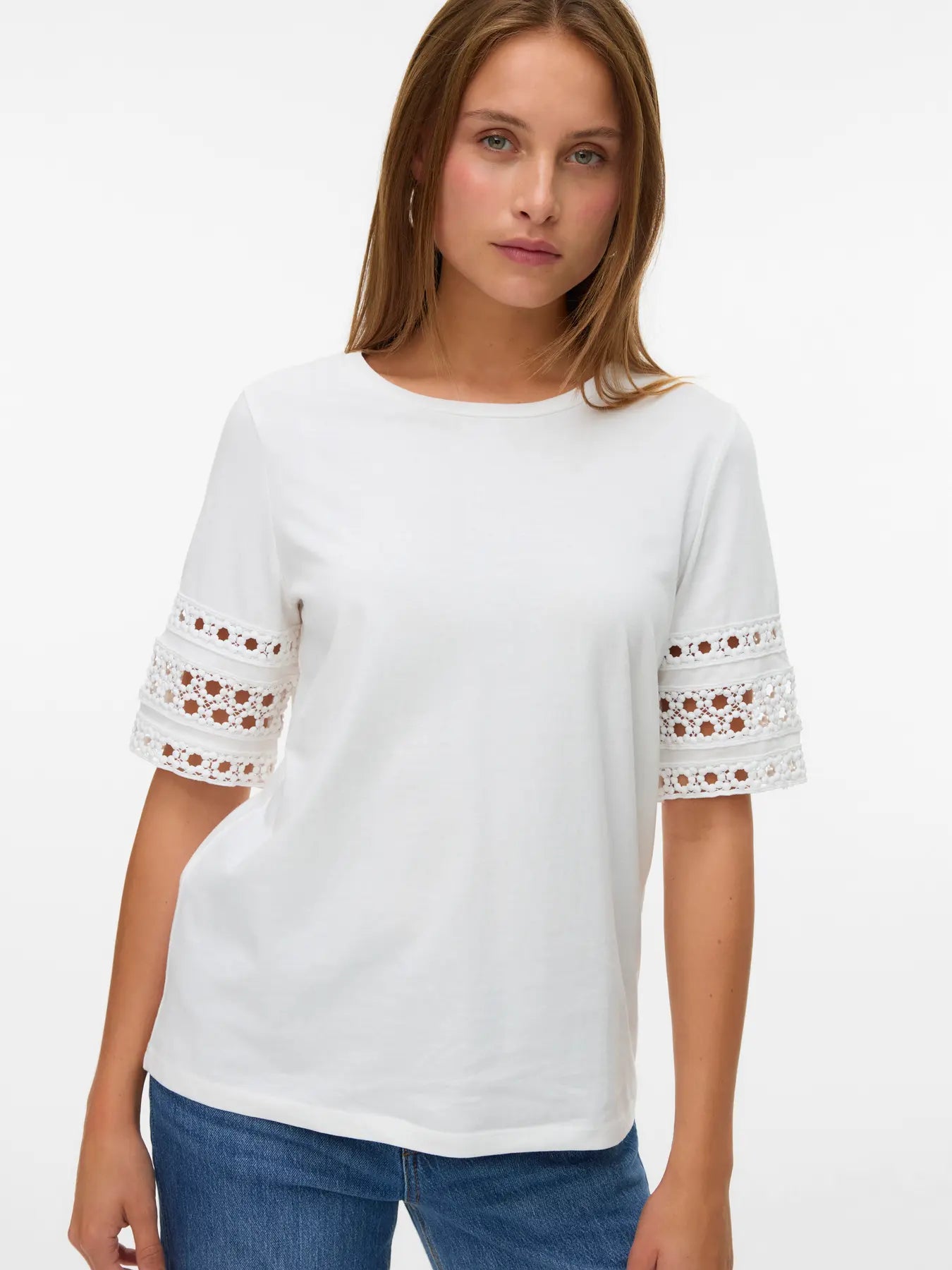 Vero Moda donna t-shirt Ivacy Neck Top Snow White