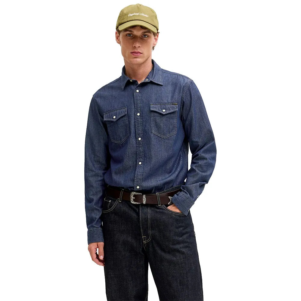 Jack & Jones uomo camicia Walter 12282682 Dark Denim