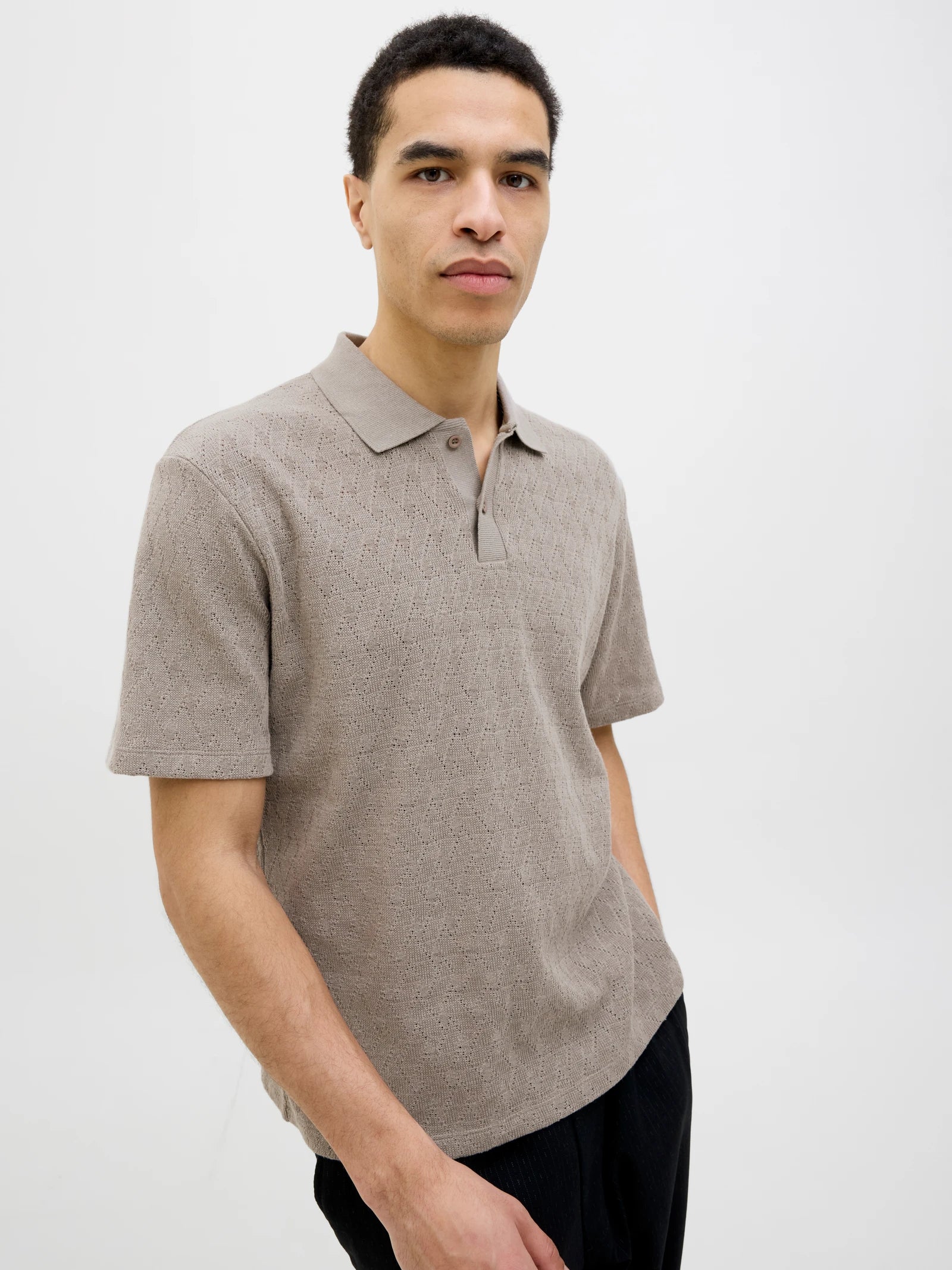 Jack & Jones uomo polo Trent Jaquard 12275090 Greige