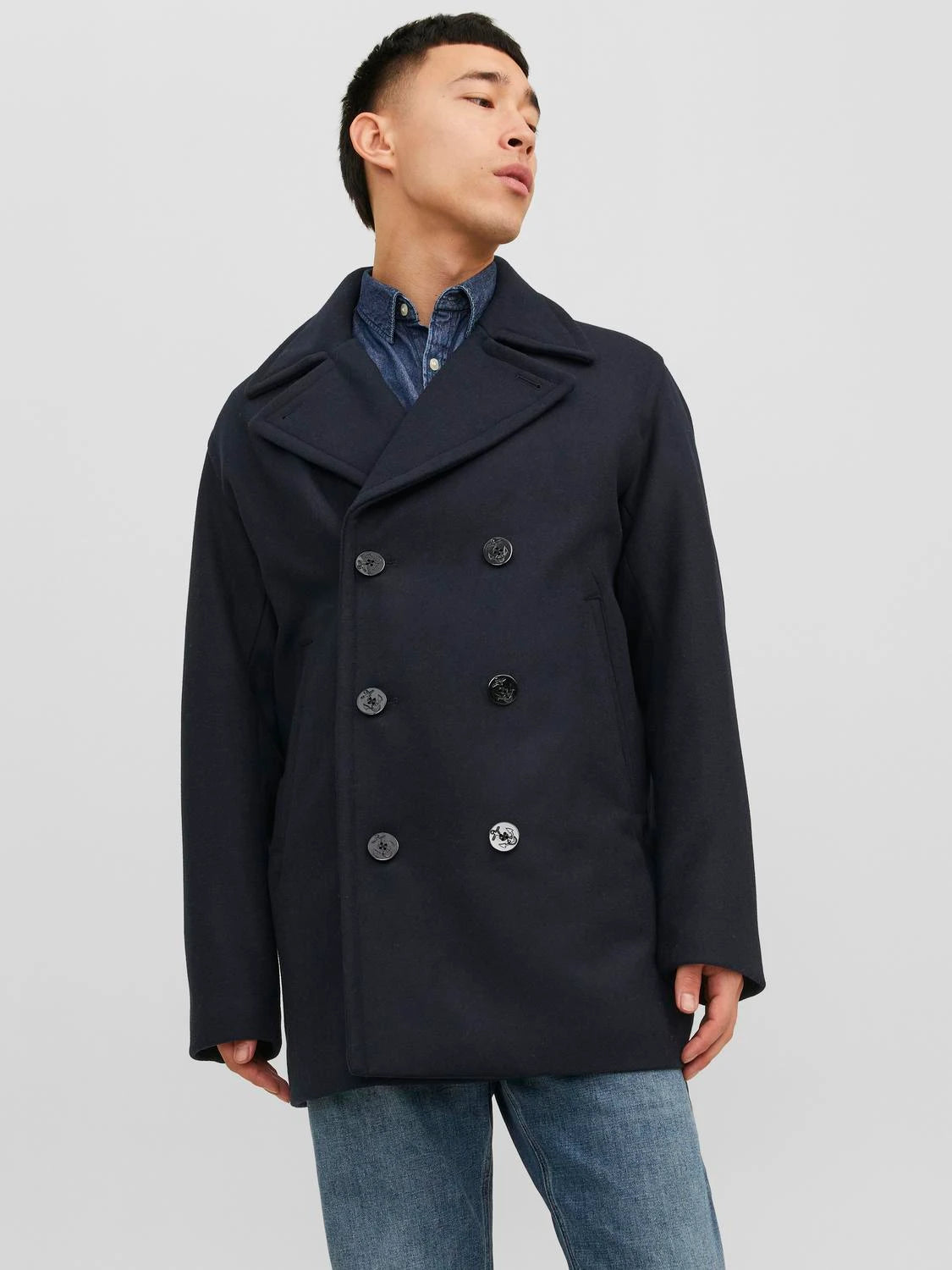 jack & jones uomo cappotto Captain Wool Peacoat