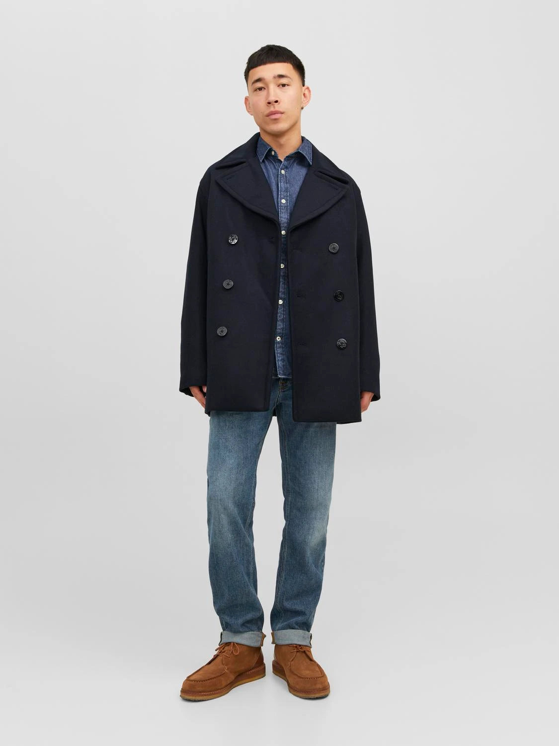 jack & jones uomo cappotto Captain Wool Peacoat