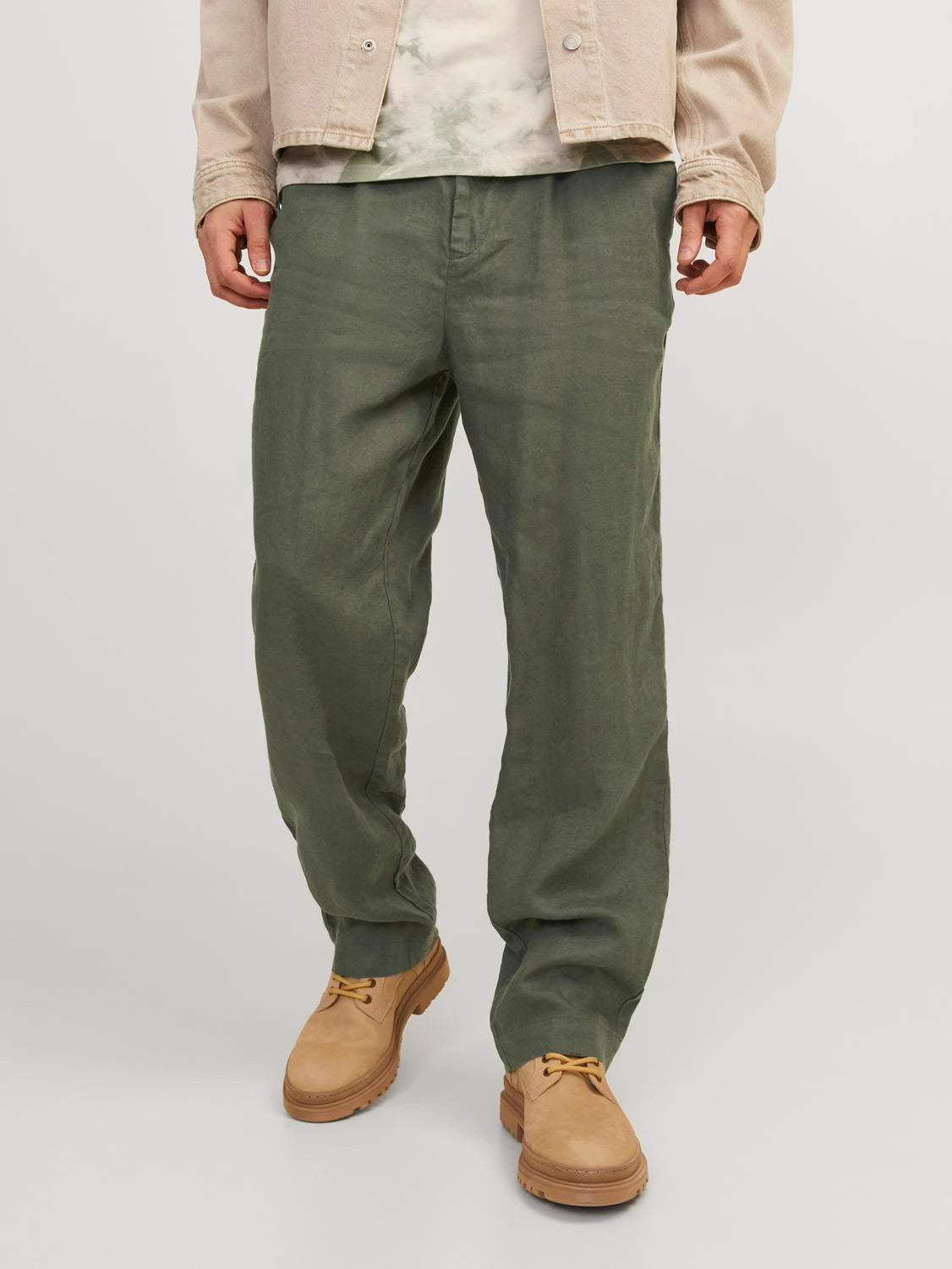 Jack & Jones uomo pantalone in lino Karl Lawrence Linen 12253120 Beetle