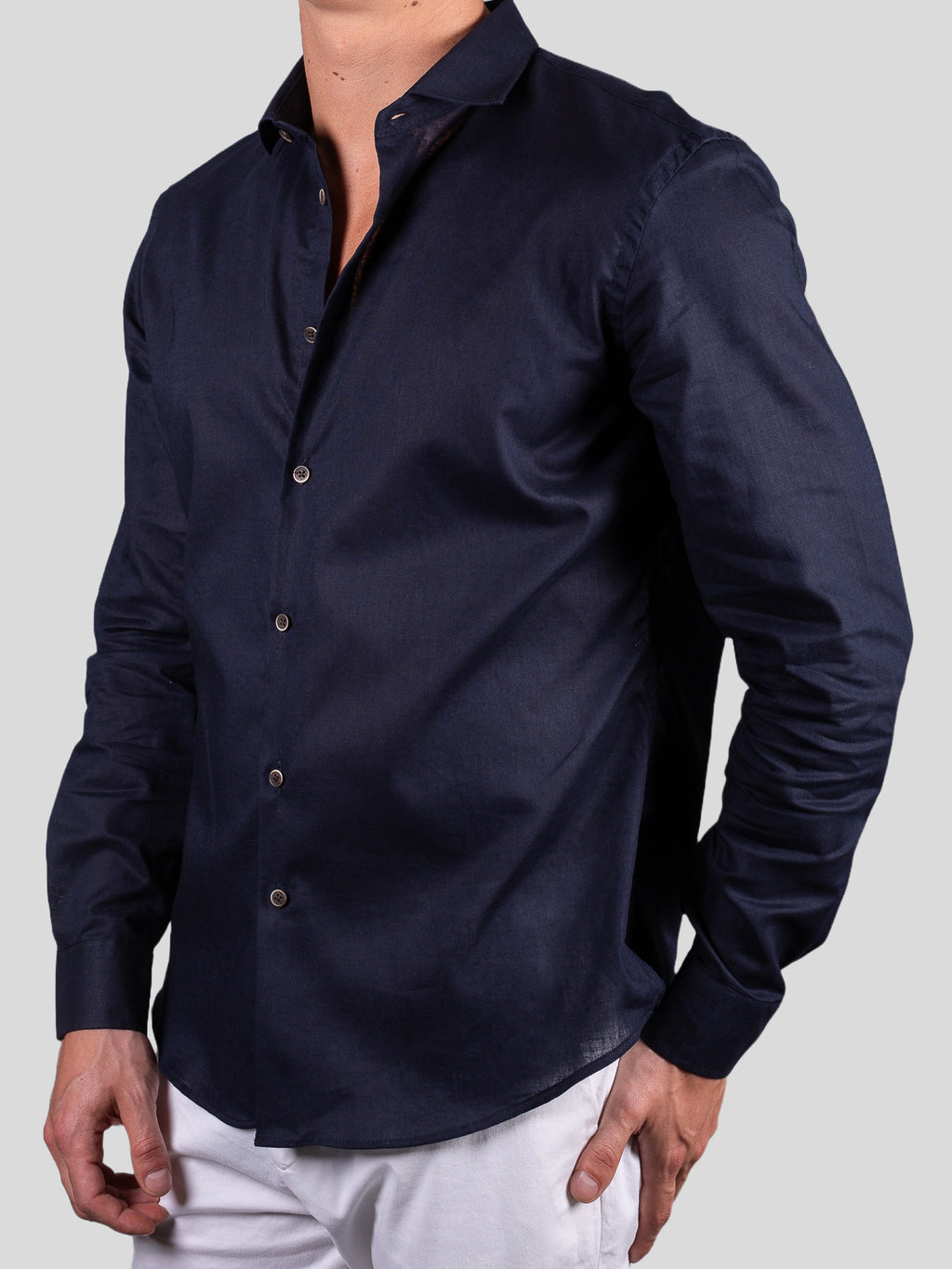 Gold Rush uomo camicia lino francia Parigi Blu