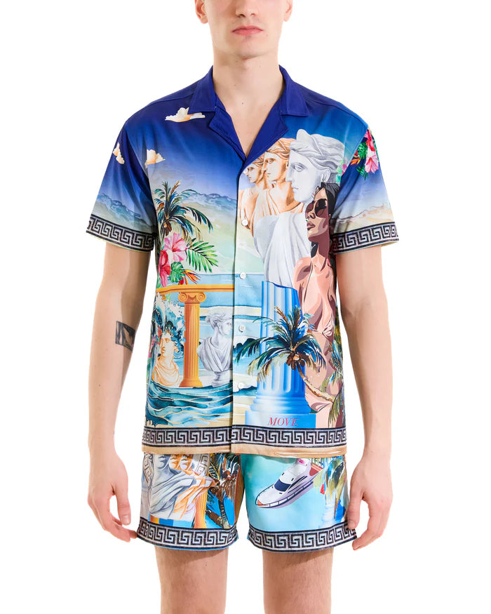 Move uomo camicia Bowling stampata all over PRINT E