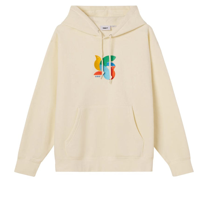 Obey uomo felpa edison hood fleece unbleached