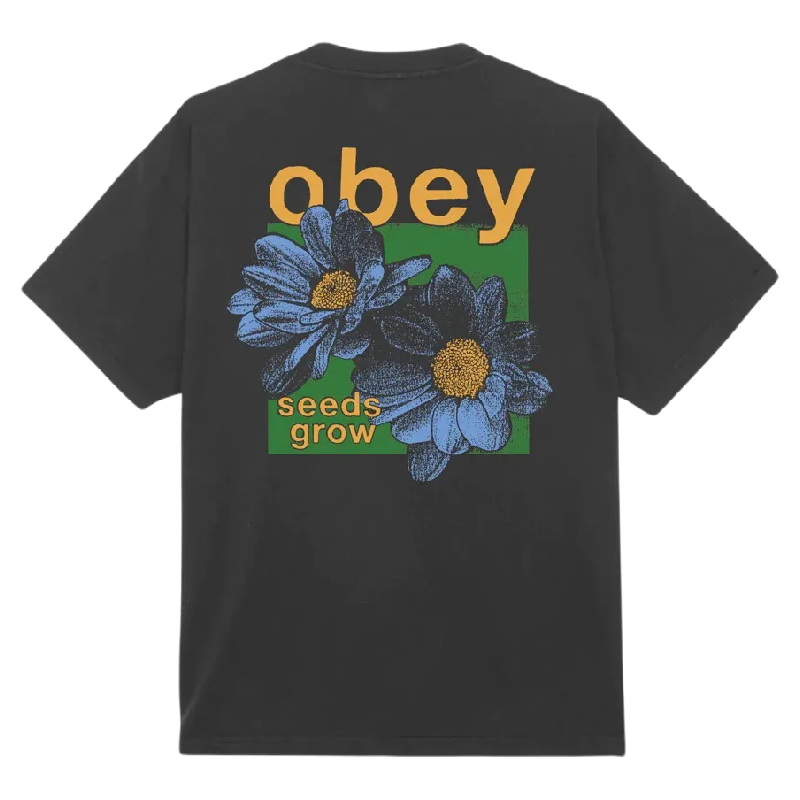Obey uomo t-shirt seeds grow 22MC0000941 Nero