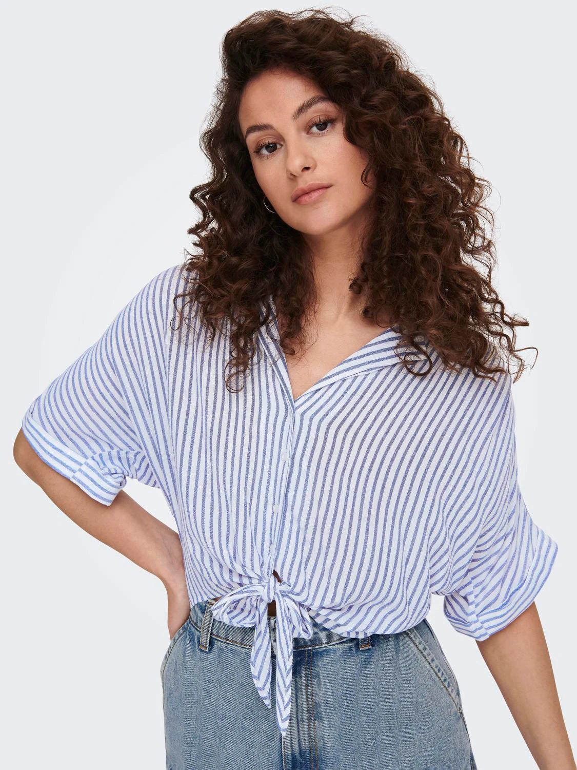 Only donna camicia Paula Life 15281497 Blue Stripes