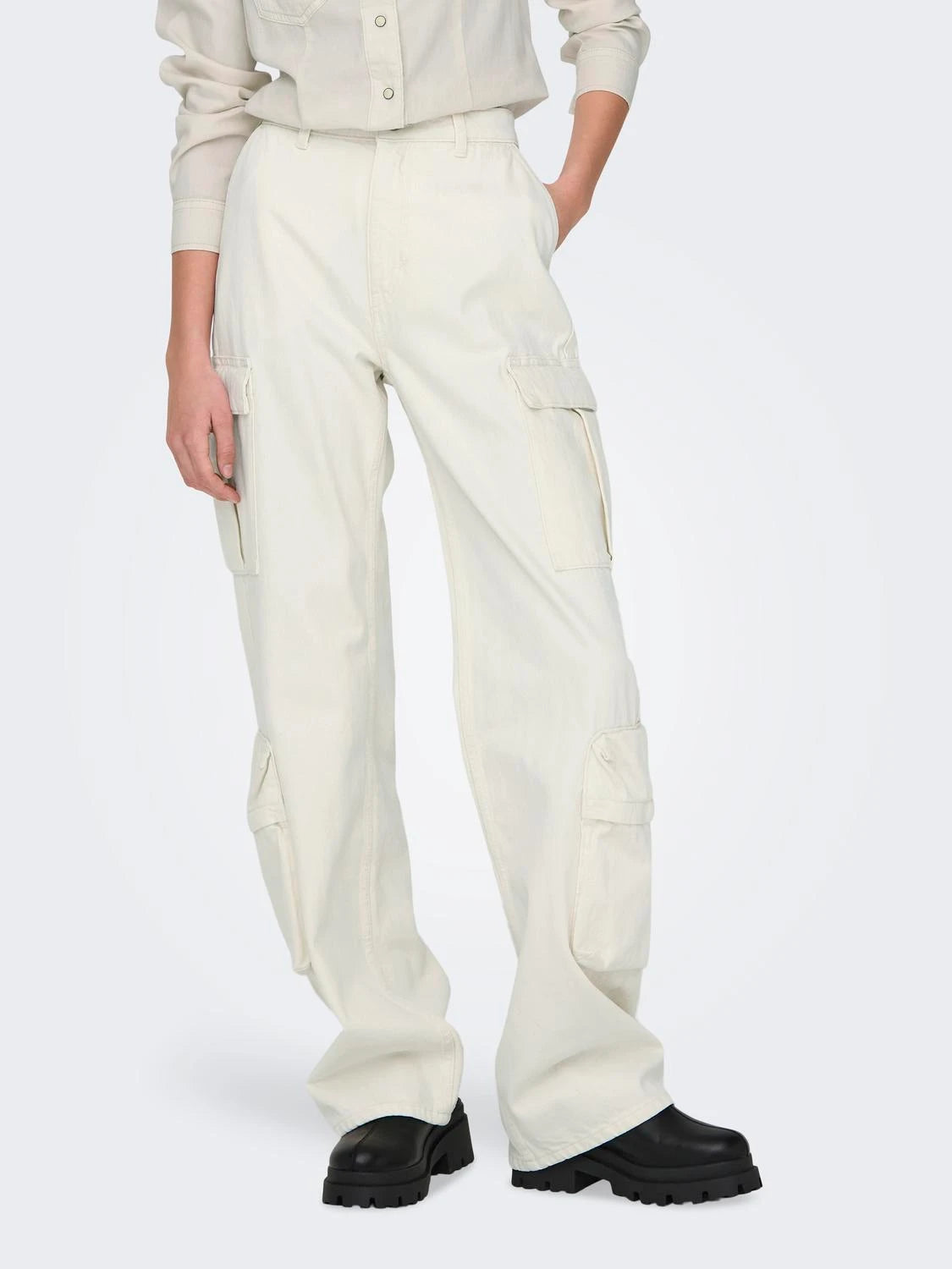Only donna jeans Ringo Wide box cargo 15311276 colore Ecru