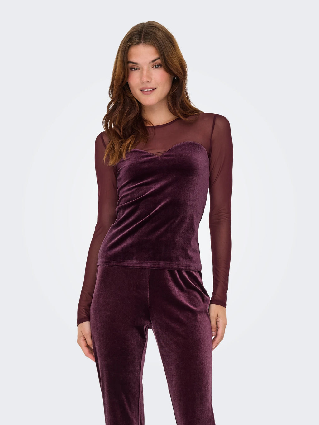 Only donna t-shirt Smooth Mesh 15360668 Winetasting