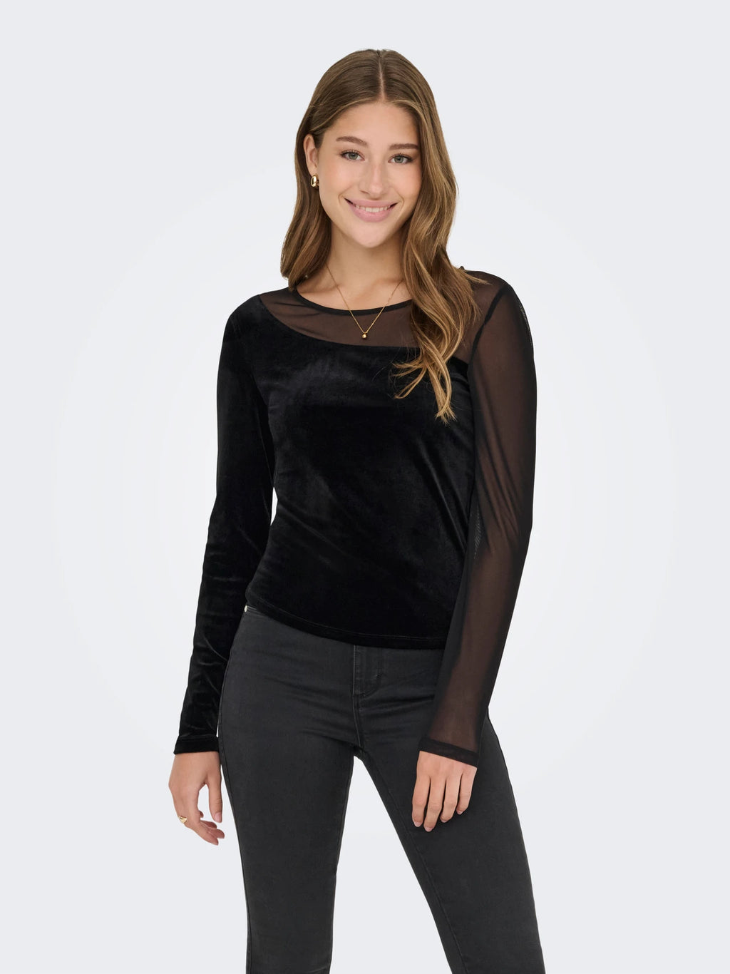 Only donna t-shirt Smooth Mesh 15360668 Black