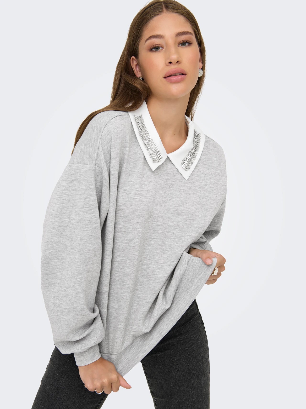Only donna felpa Willow 15356097 Light Grey Melange