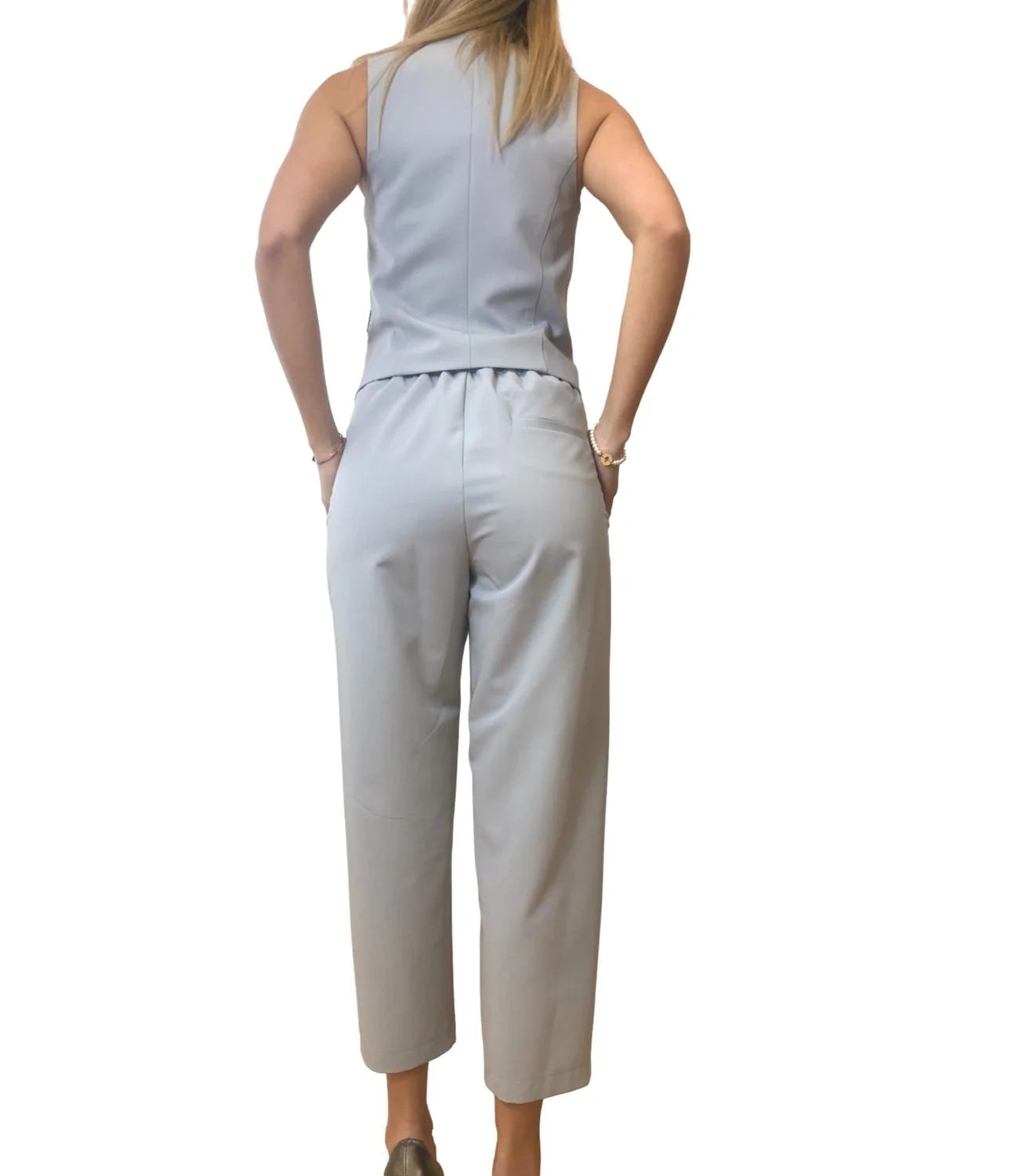 Vicolo donna Pantalone carrot con elastico TB0283 Gesso