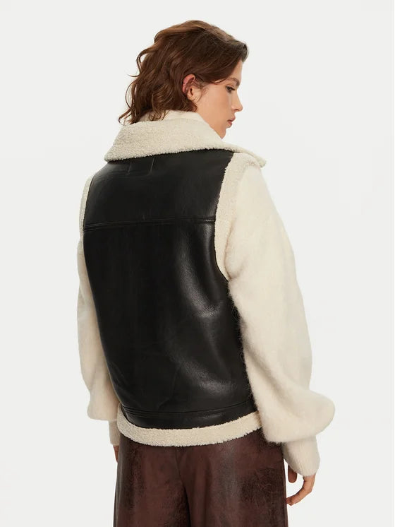 pieces donna giubbino elle teddy vest 17152466 black