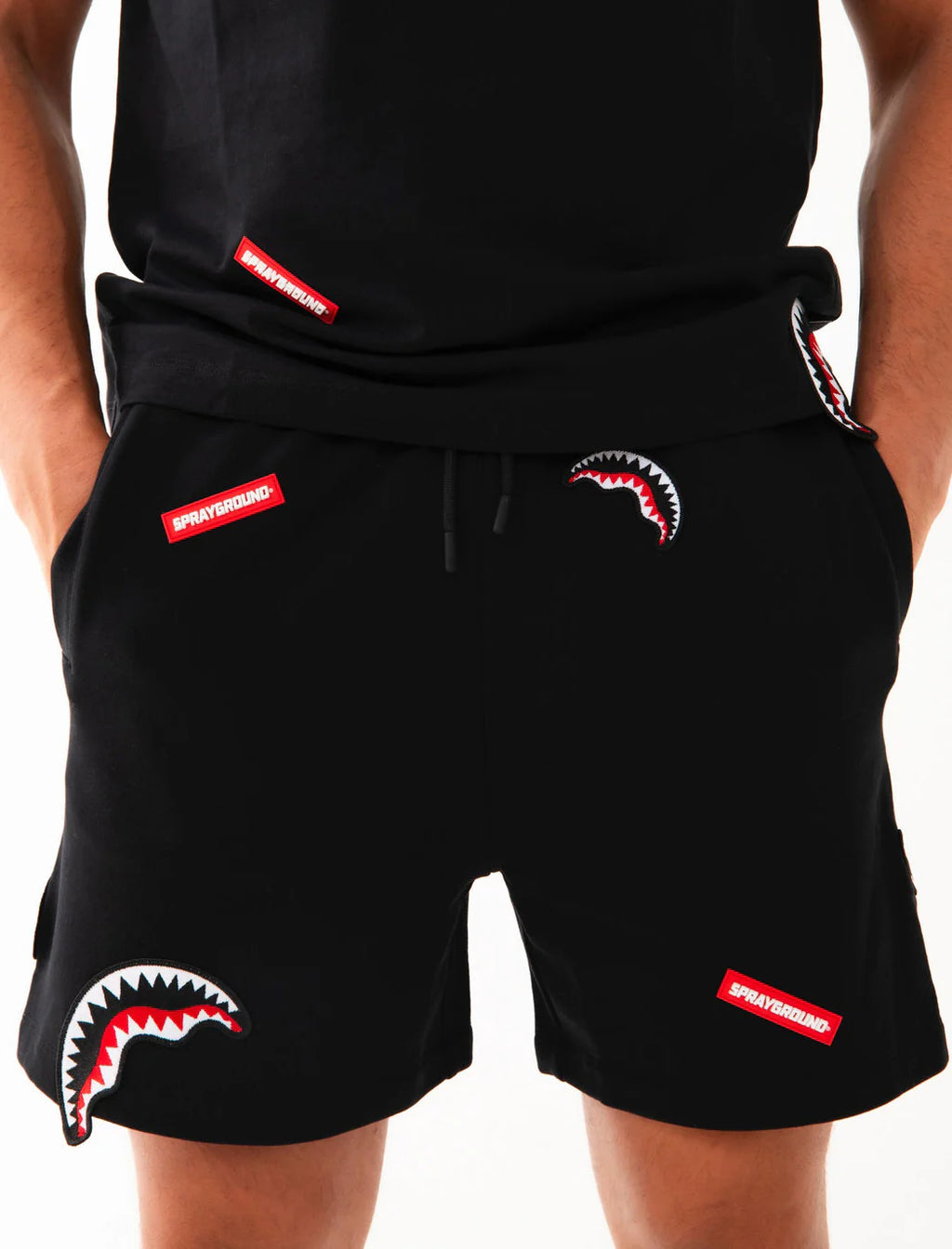 Sprayground uomo short SHARK PATCHES SP847EBLK