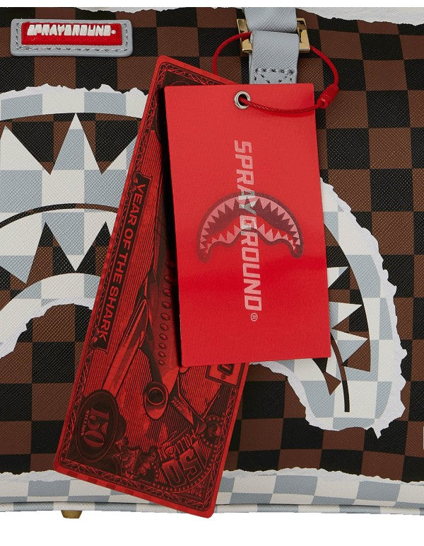 Sprayground uomo borsa CREAM BROWN TEAR CHECK MINI