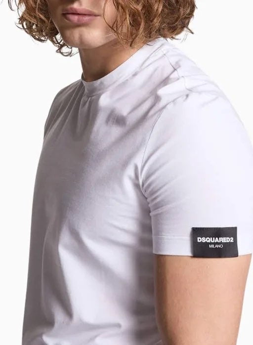 Disquared uomo t-shirt Rounf Neck D9M205720 100 bian