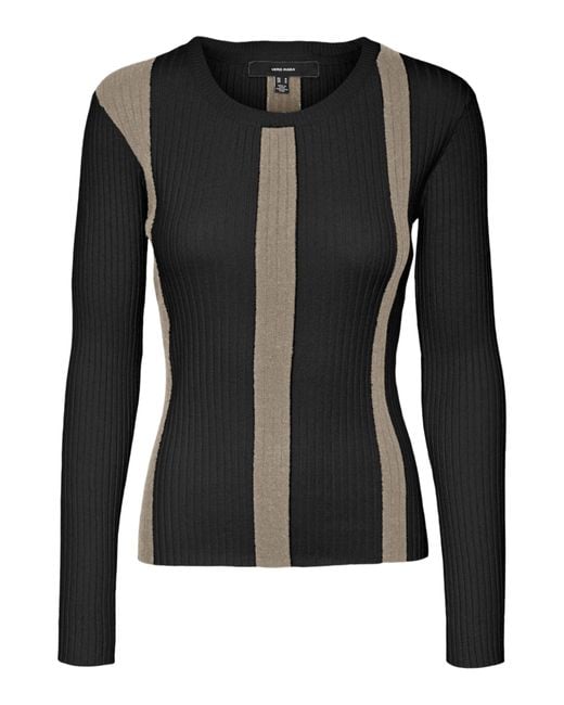 vero moda donna maglia gold new rib black silvermink