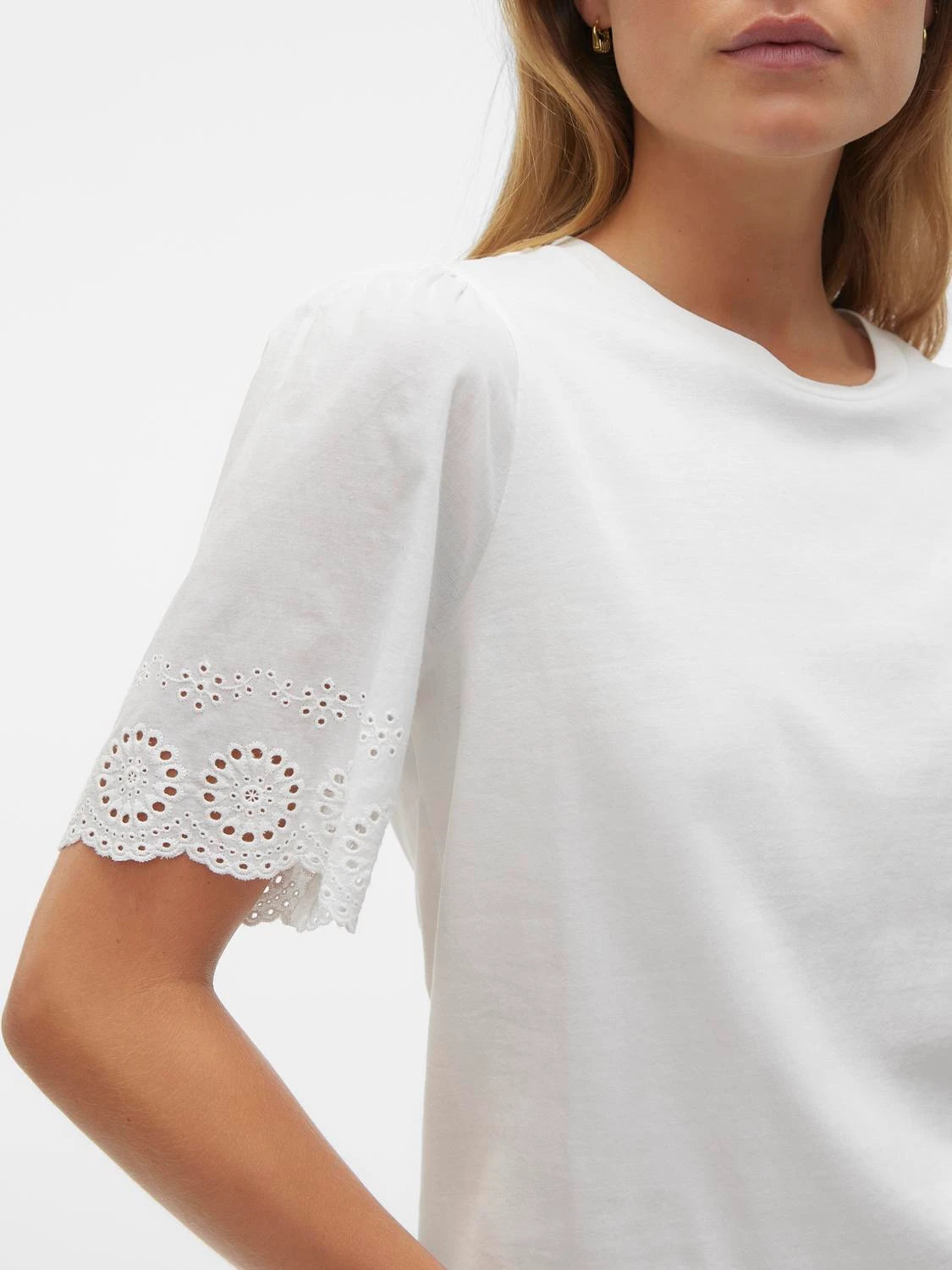 Vero Moda donna t-shirt Emily neck top 10305211 White