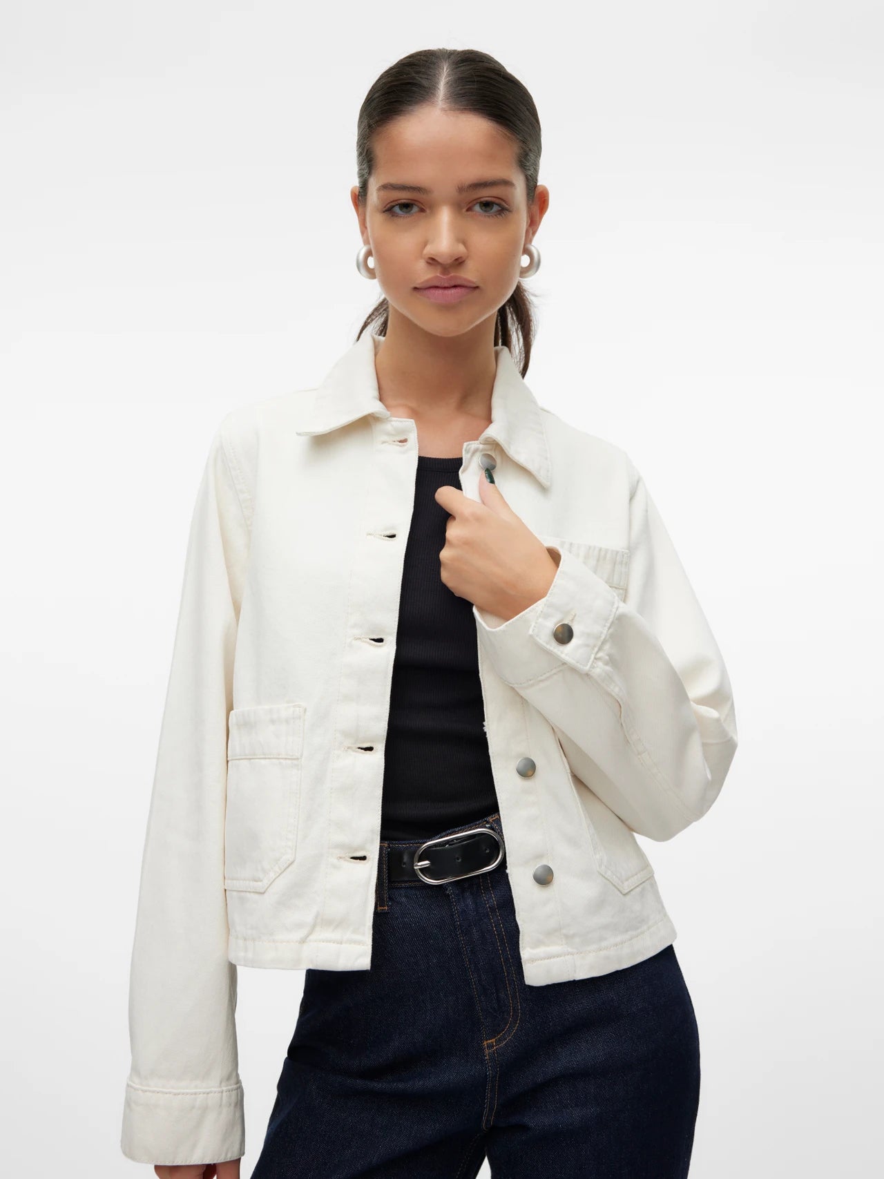 Vero Moda donna giubbino jeans&nbsp; Francine Pocket 10306292 Ecru