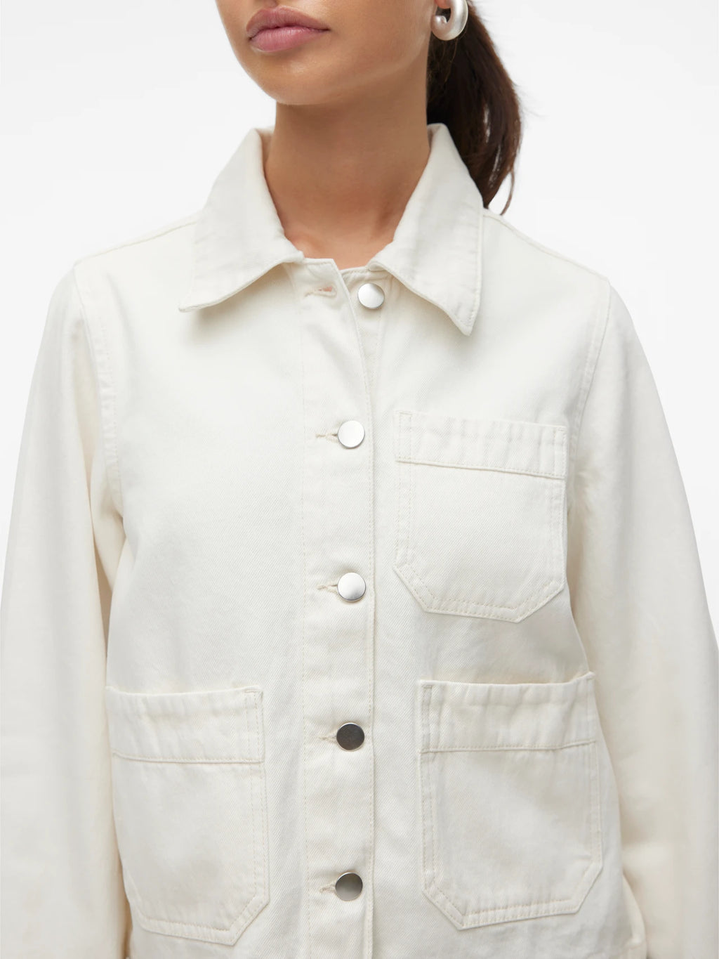 Vero Moda donna giubbino jeans&nbsp; Francine Pocket 10306292 Ecru
